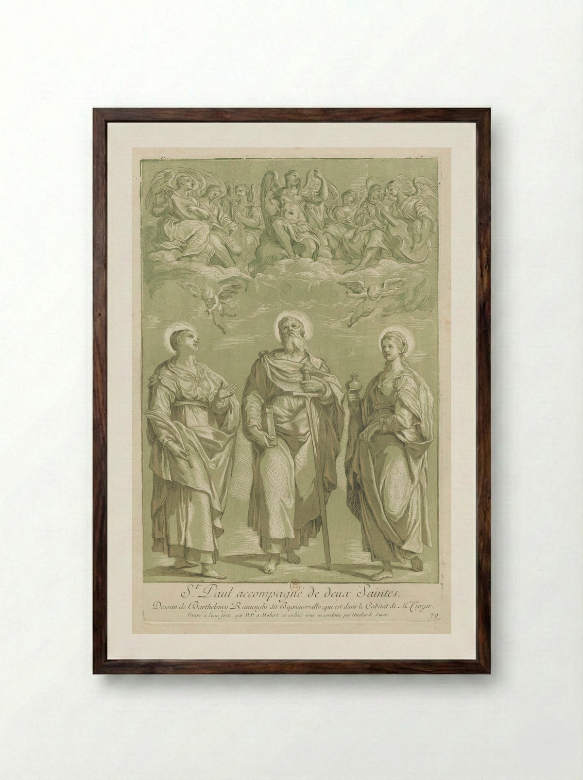Saint Paul with Saints - Paul-Ponce-Antoine Robert - Framed Print Dark Wood