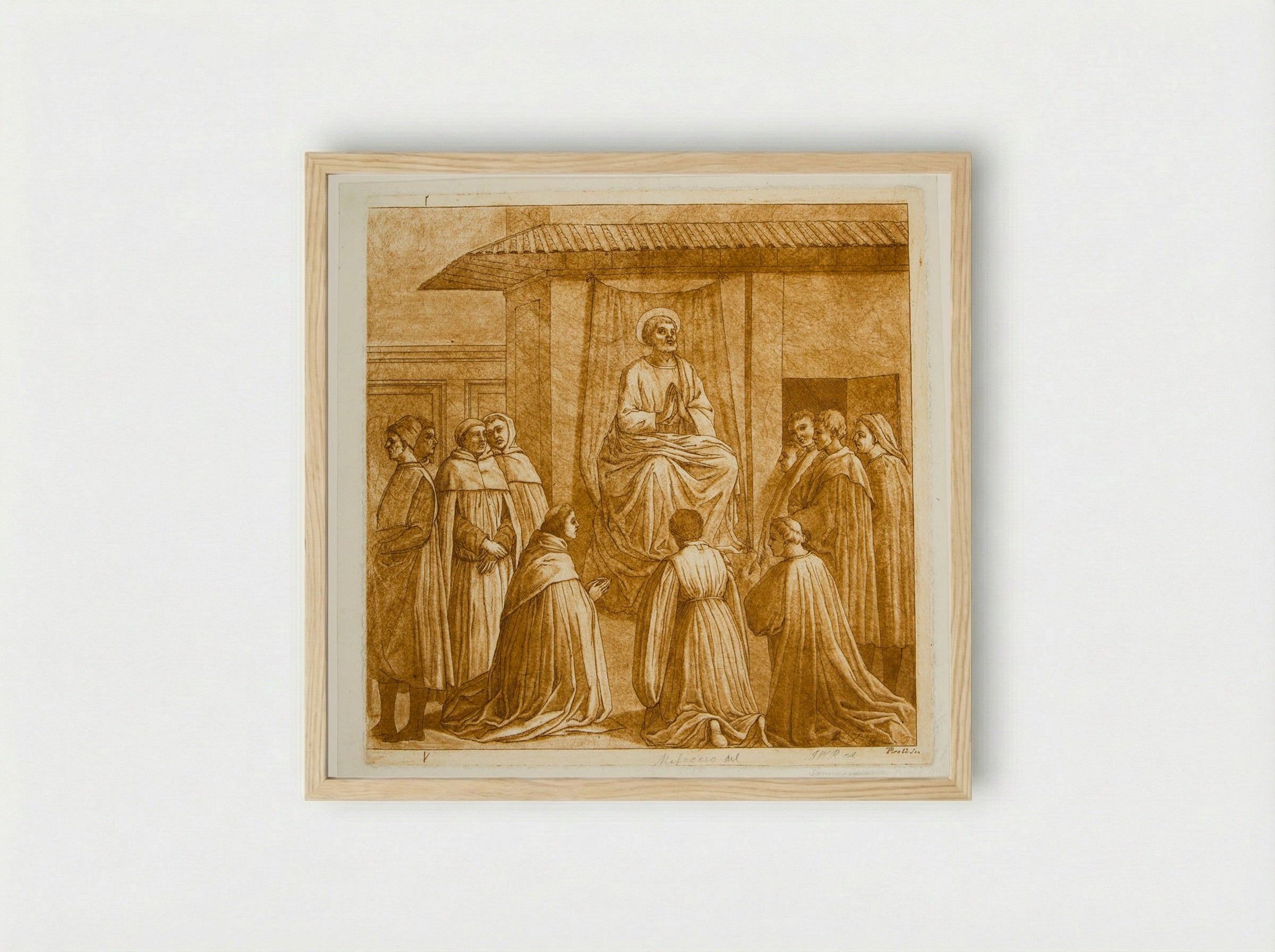 Saint Peter Preaching (After Masaccio) - Tommaso Piroli - Framed Print Wood