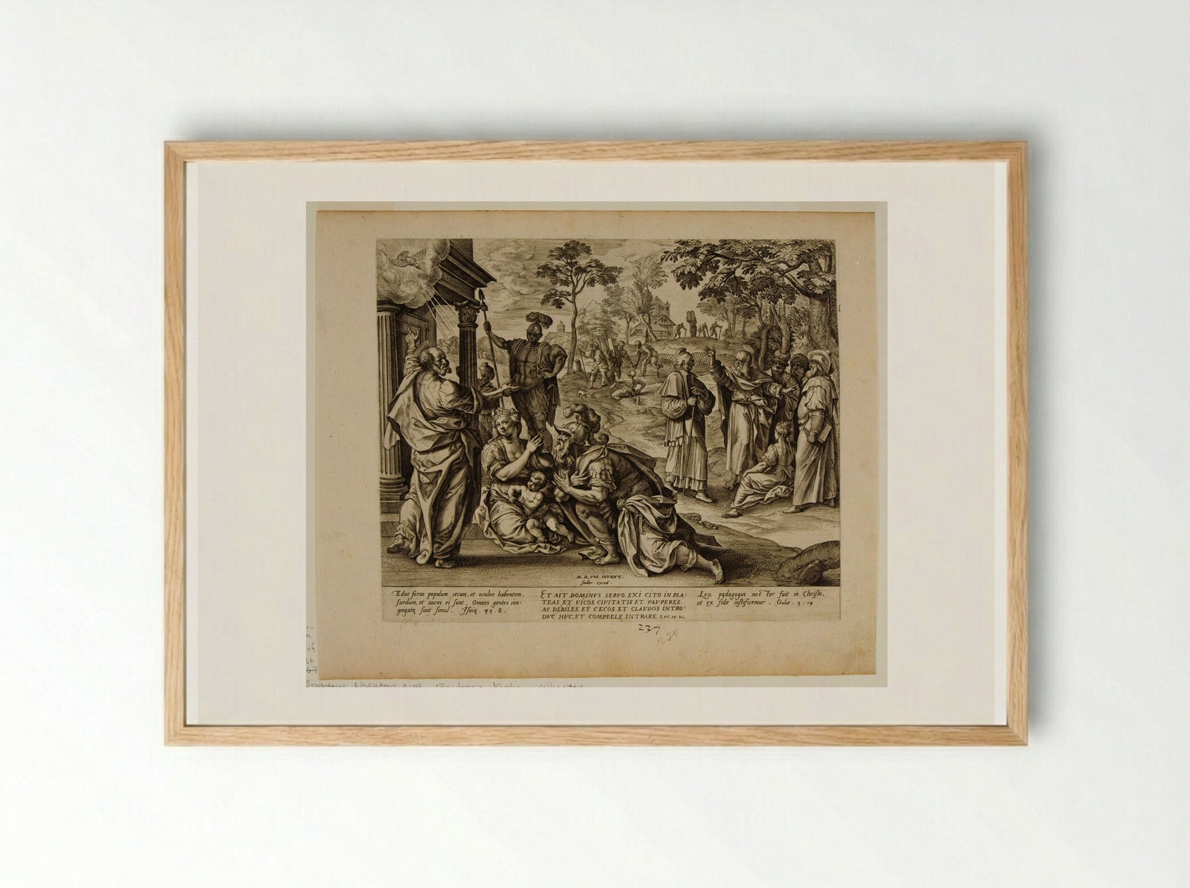 Saint Peter Preaching to the Gentiles in Caesarea - Johannes Wierix - Framed Print Wood