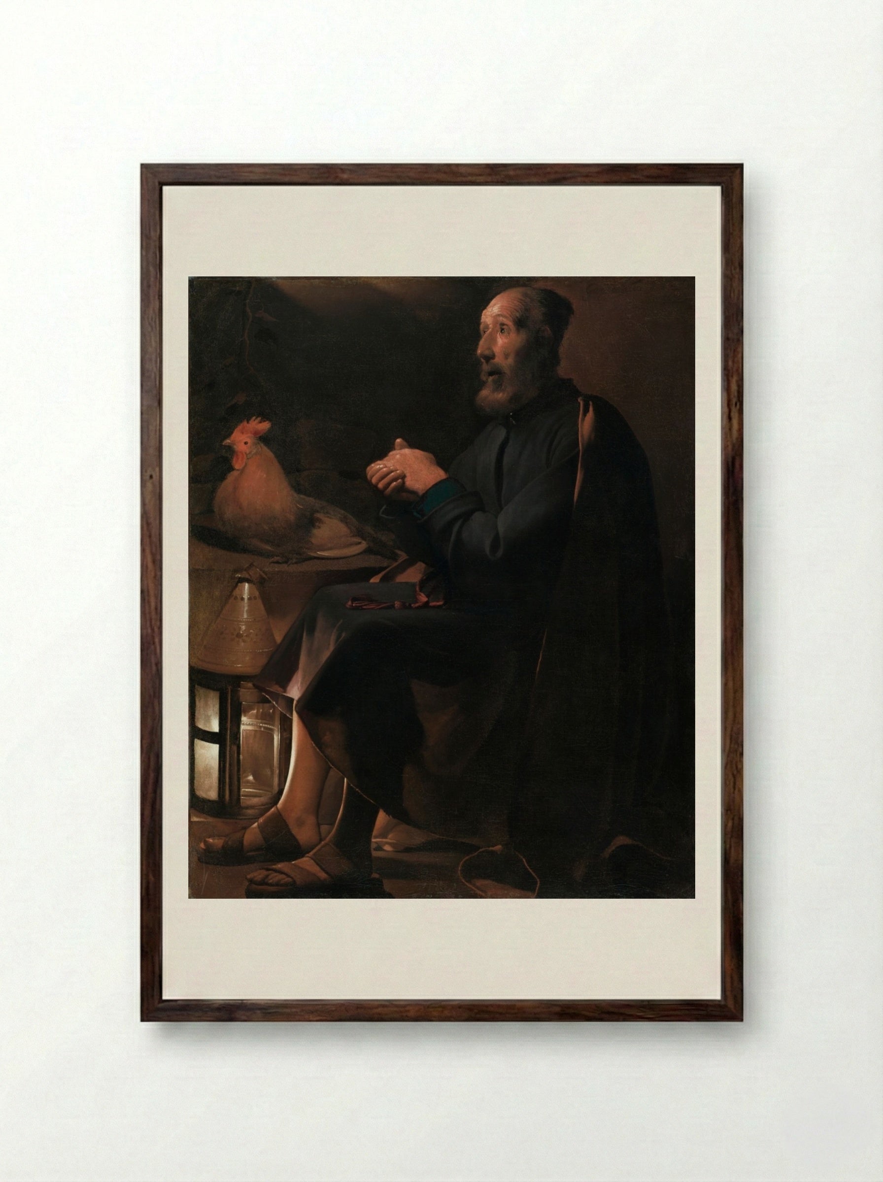 Saint Peter Repentant - Georges de La Tour - Framed Print Dark Wood