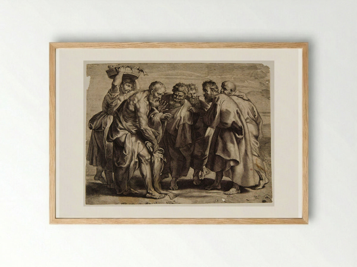 Saint Peter Taking Money from the Mouth of the Fish - Lucas Vorsterman I - Framed Print Wood