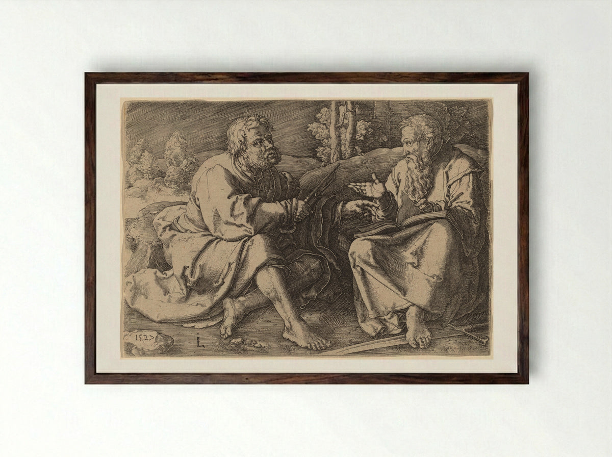 Saint Peter and Saint Paul - Lucas van Leyden - Framed Print Dark Wood