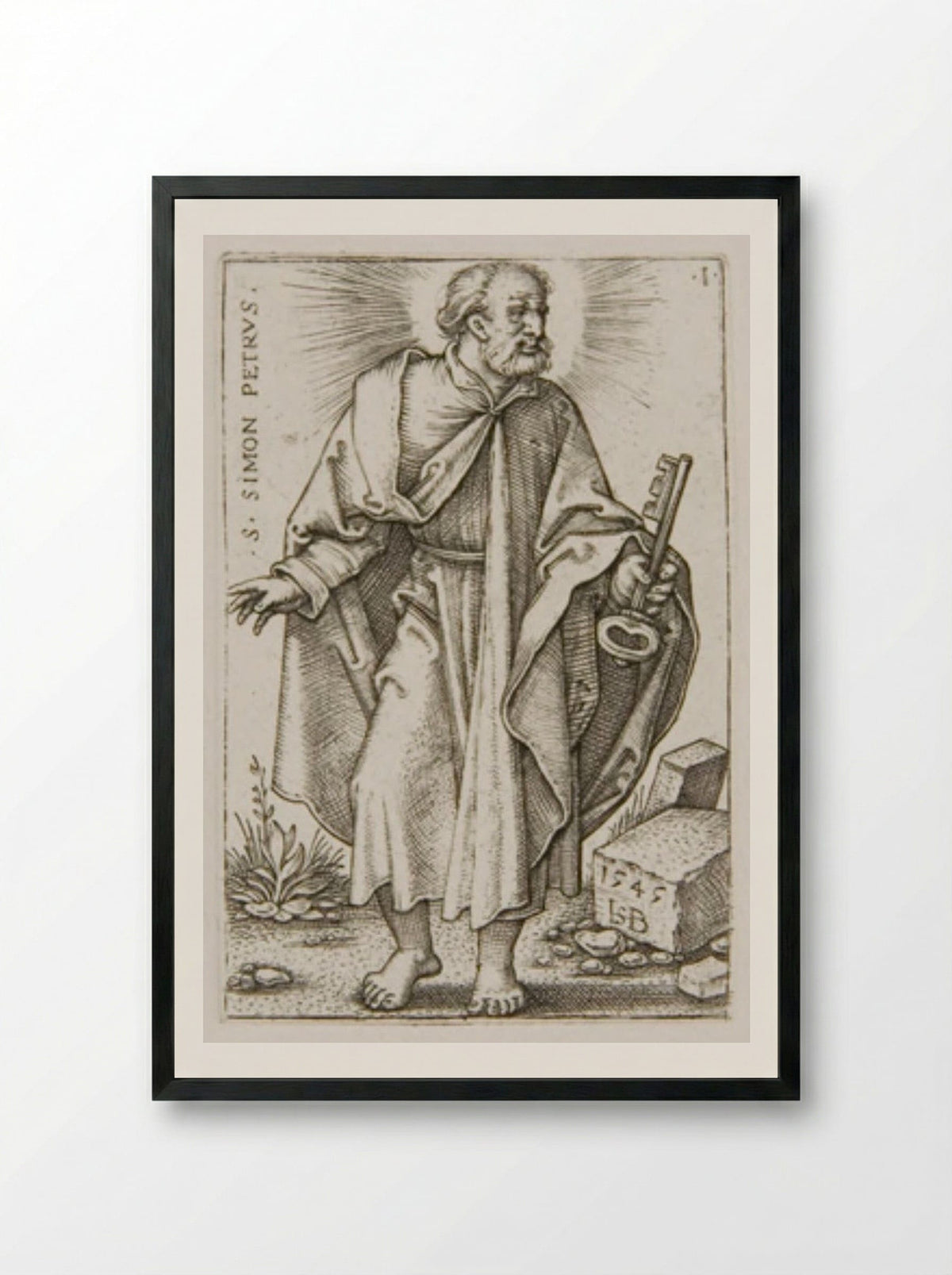 Saint Peter - Sebald Beham - Framed Print Black