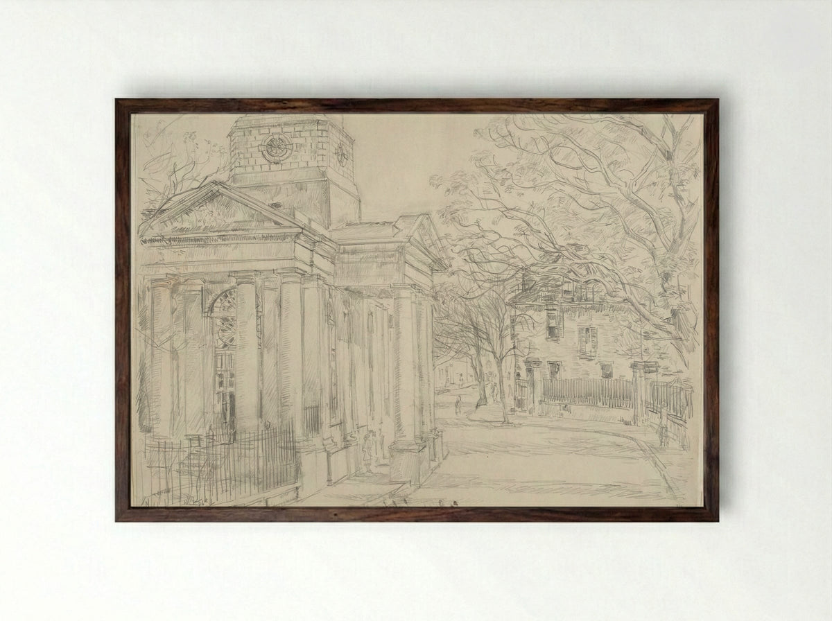 Saint Philip's, Charleston, South Carolina - Childe Hassam - Framed Print Dark Wood