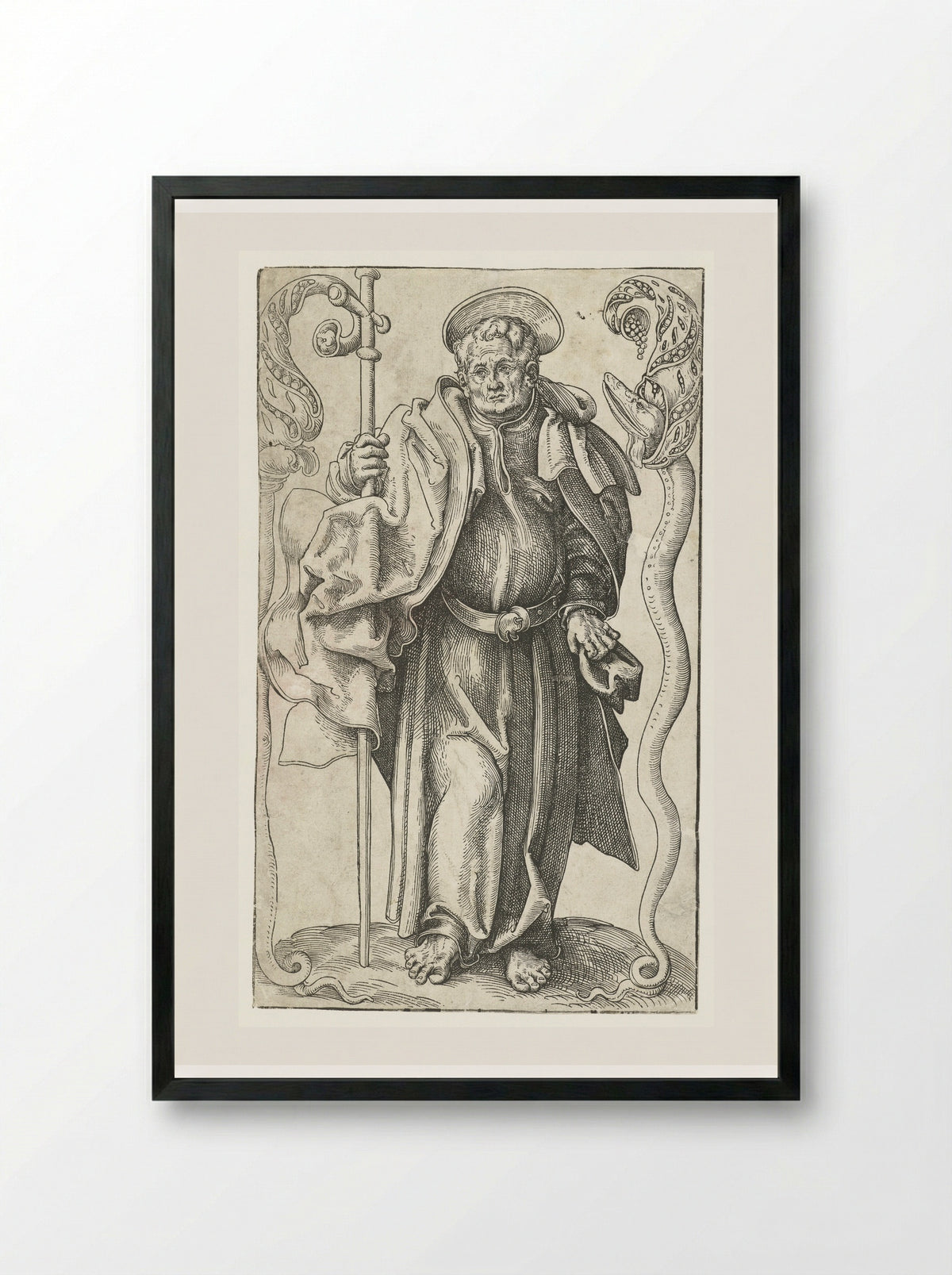 Saint Philip with Cross and Serpent - Lucas Cranach the Elder - Framed Print Black