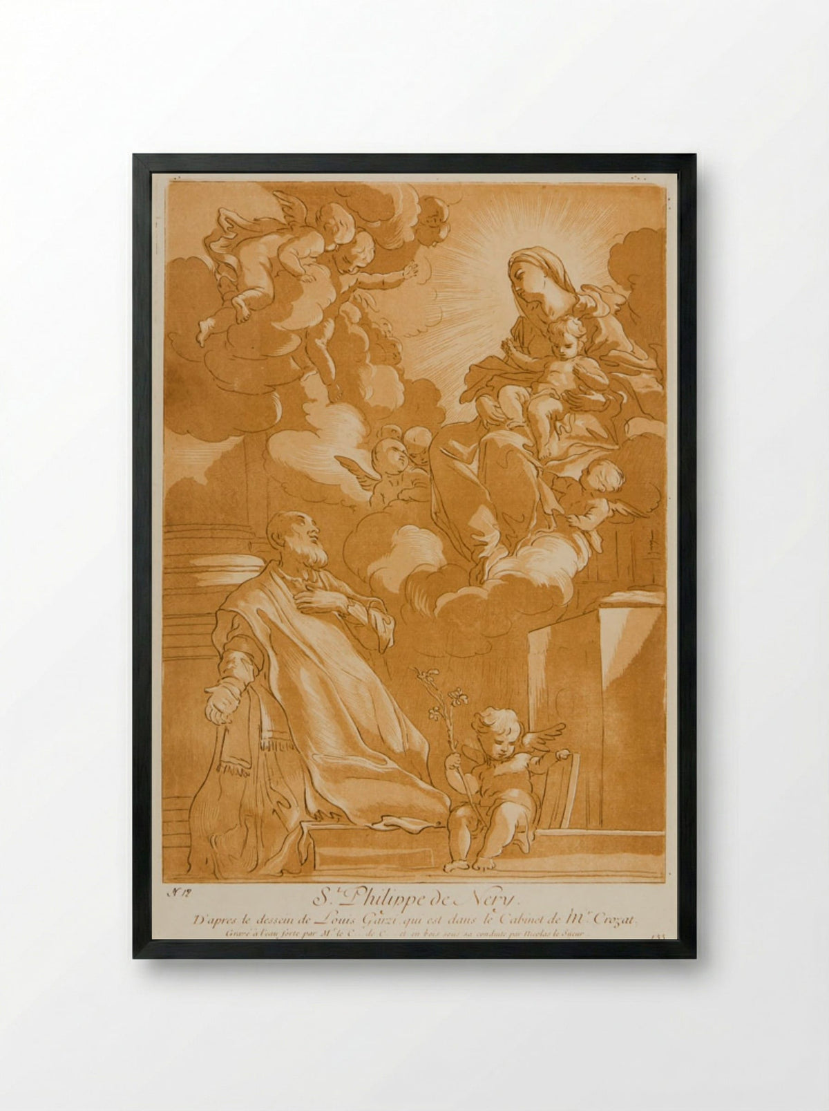 Saint Philippe de Néri - Anne Claude Philippe de Thubières, comte de Caylus - Framed Print Black