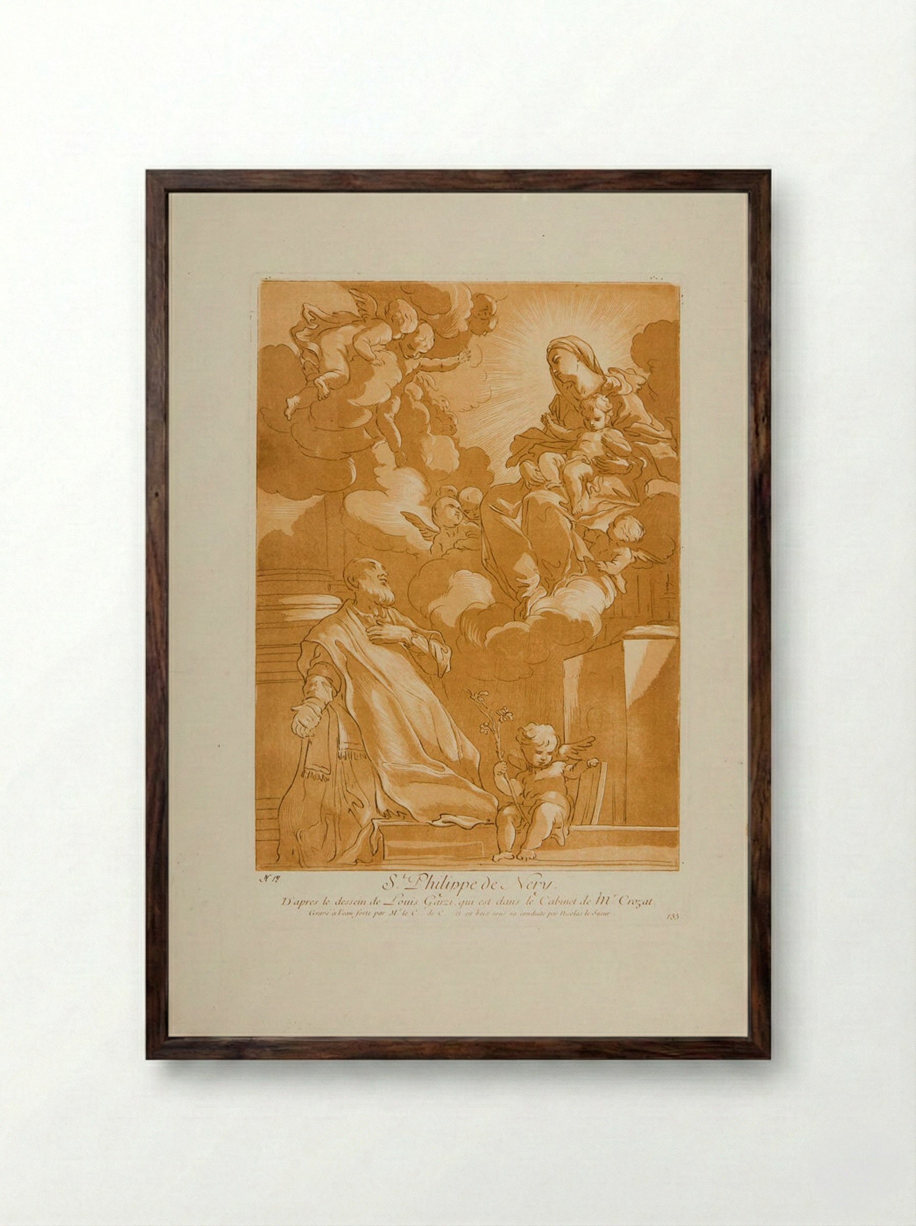 Saint Philippe de Néri - Anne Claude Philippe de Thubières, comte de Caylus - Framed Print Dark Wood