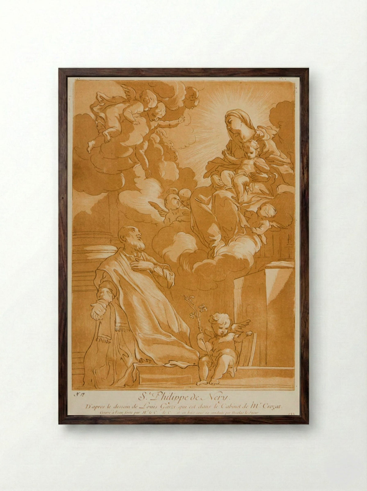 Saint Philippe de Néri - Anne Claude Philippe de Thubières, comte de Caylus - Framed Print Dark Wood