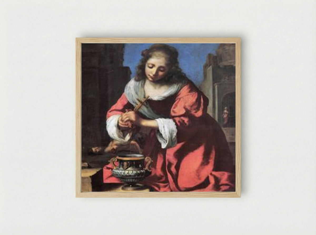 Saint Praxedis - Johannes Vermeer - Framed Print Wood