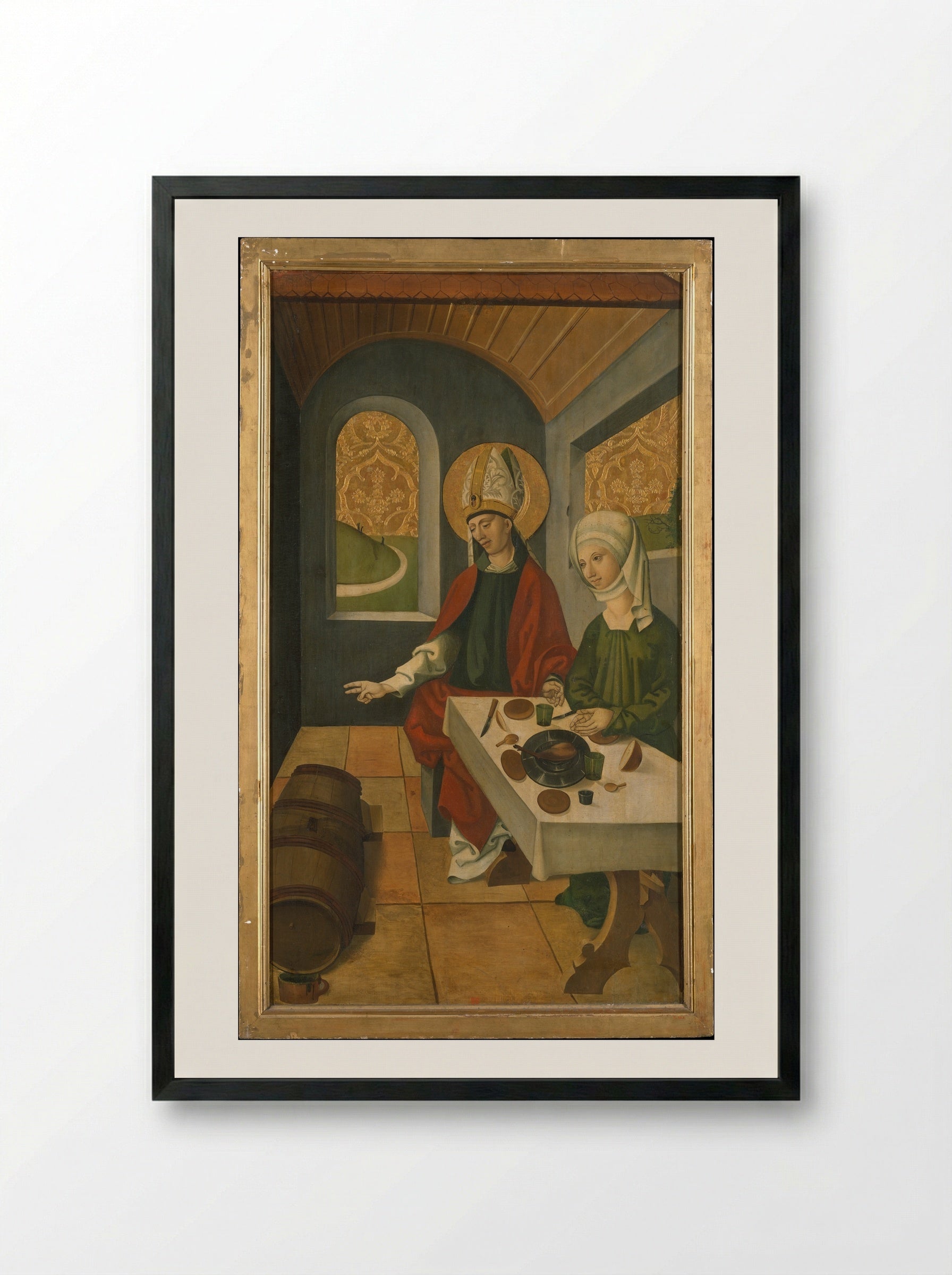 Saint Remigius Replenishing the Barrel of Wine - Swiss Painter - Framed Print Black