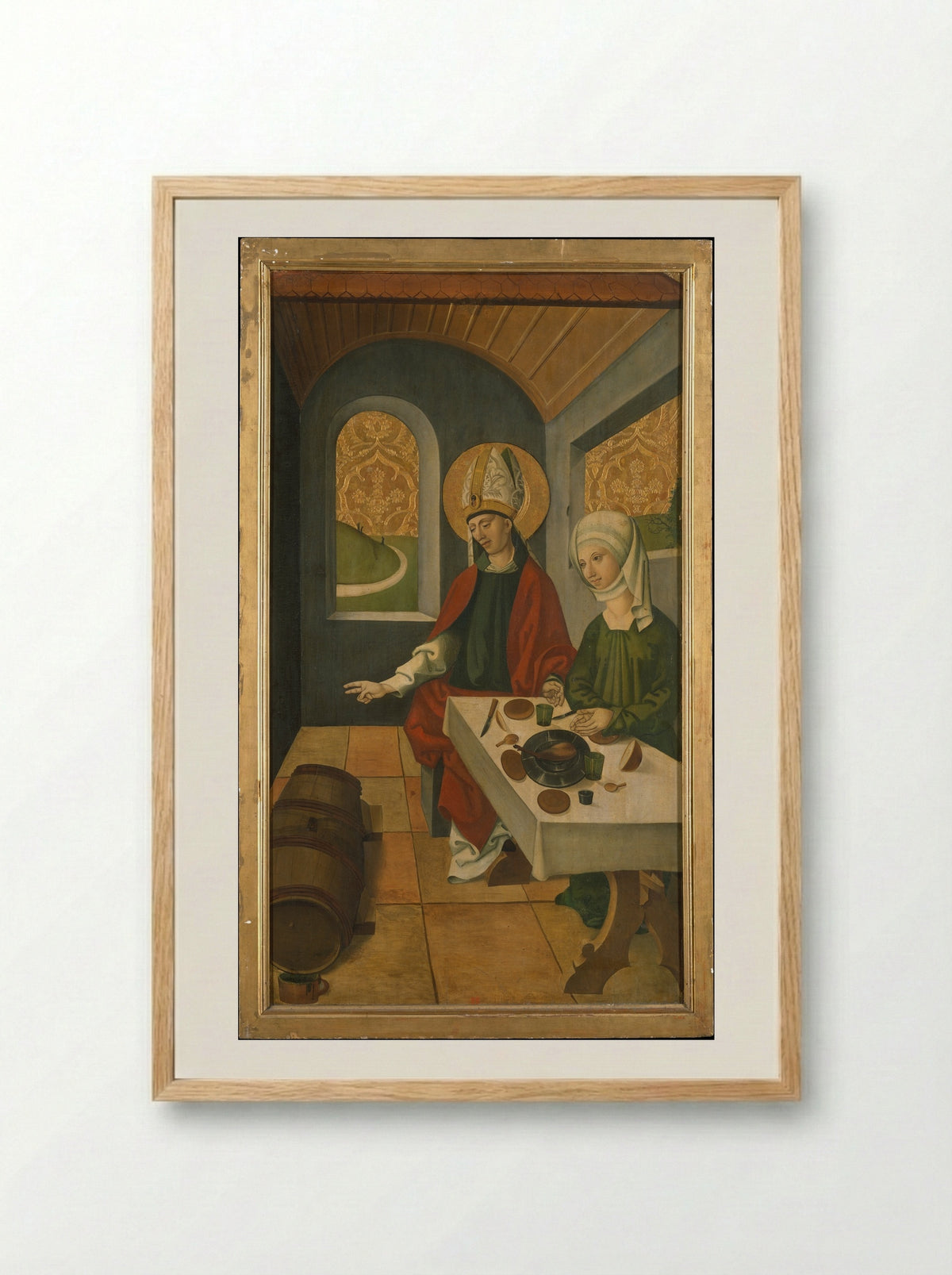 Saint Remigius Replenishing the Barrel of Wine - Swiss Painter - Framed Print Wood
