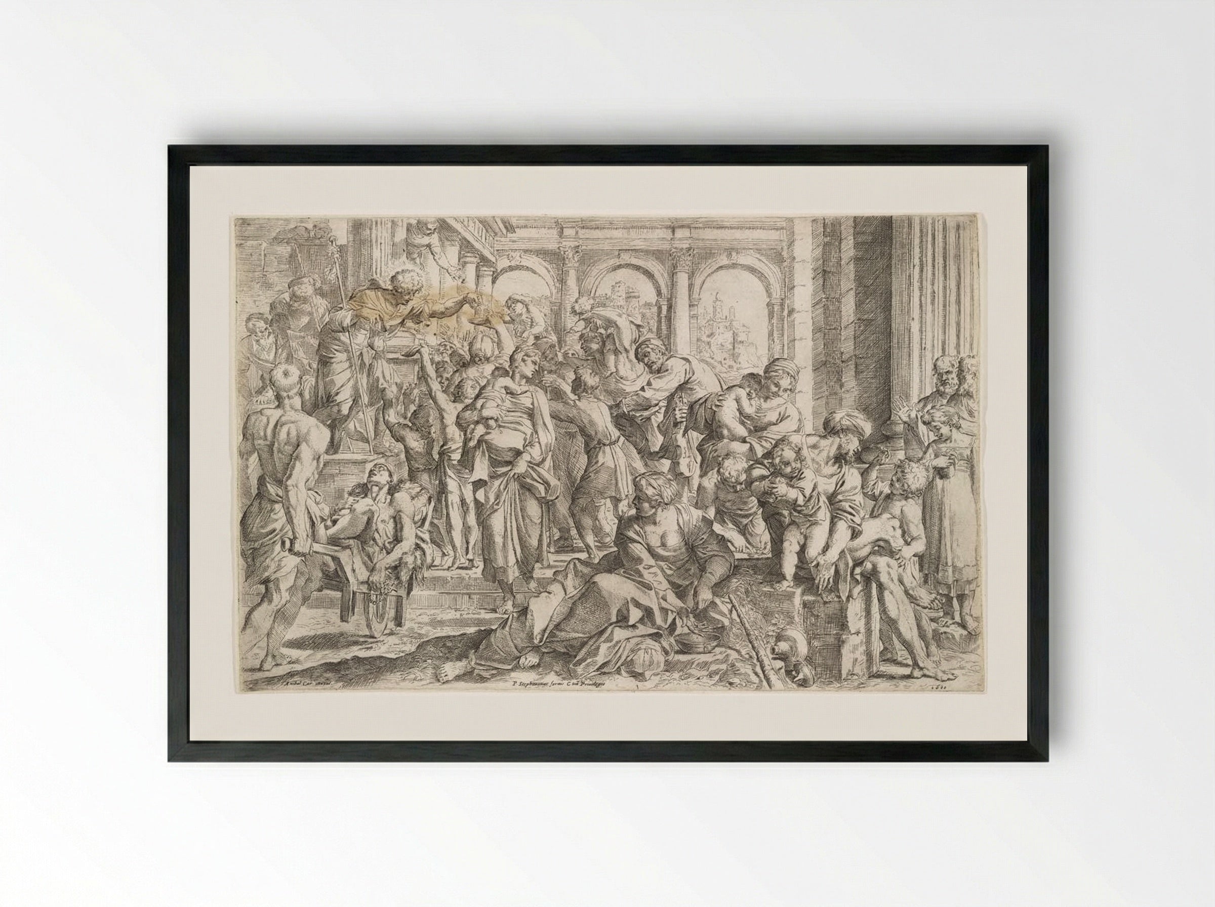 Saint Roch Distributing Alms - Francesco Brizio - Framed Print Black