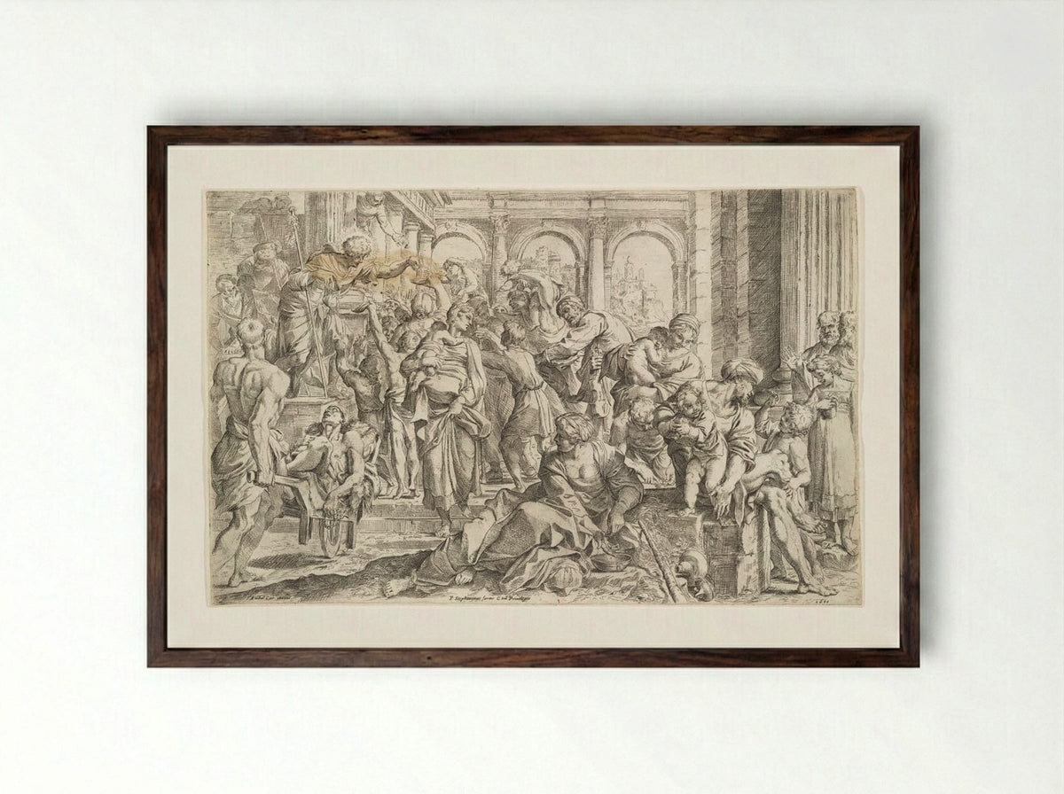 Saint Roch Distributing Alms - Francesco Brizio - Framed Print Dark Wood