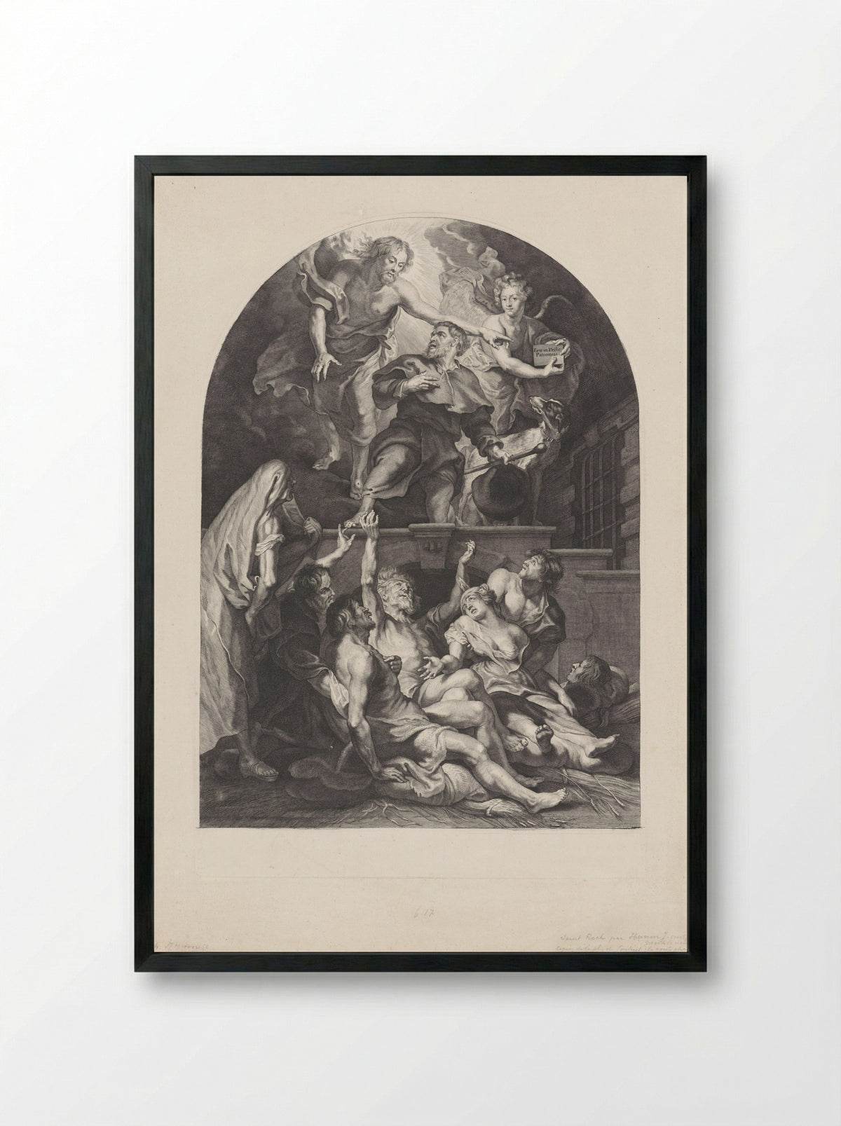 Saint Roch and the Plague Victims - Joseph Hunin - Framed Print Black