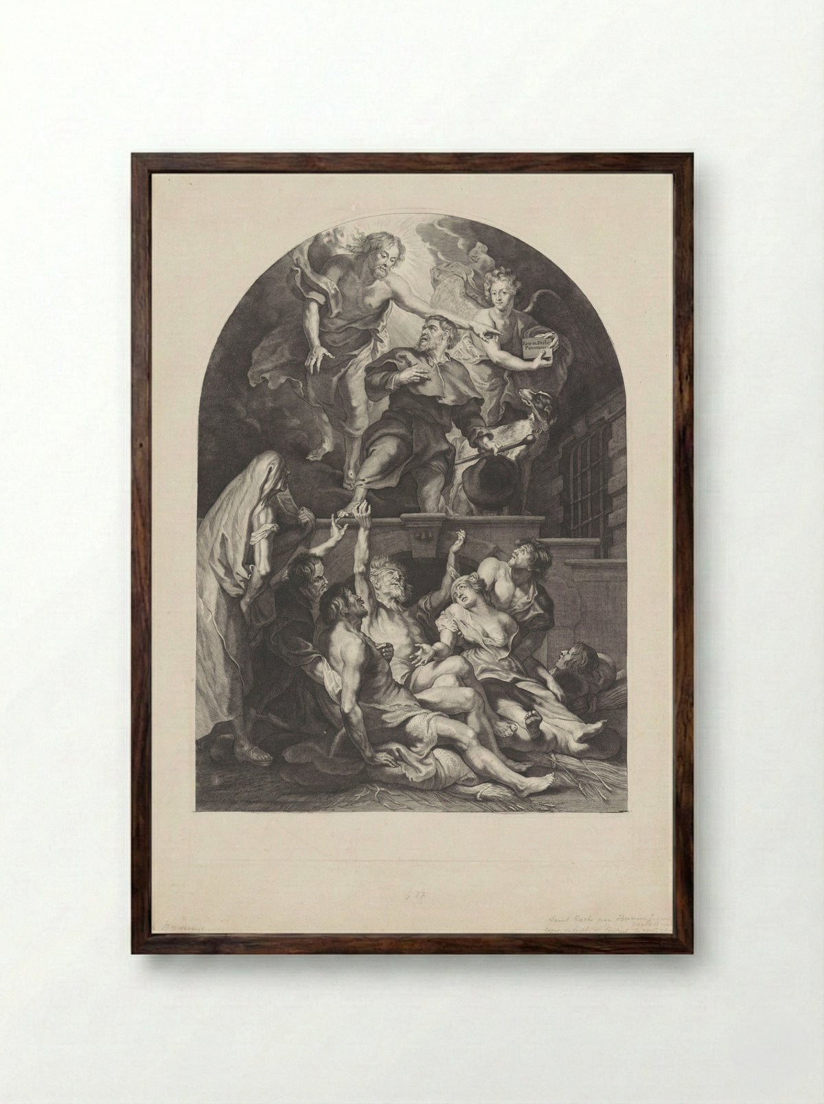 Saint Roch and the Plague Victims - Joseph Hunin - Framed Print Dark Wood