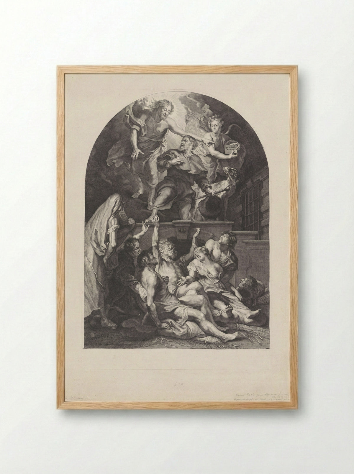Saint Roch and the Plague Victims - Joseph Hunin - Framed Print Wood