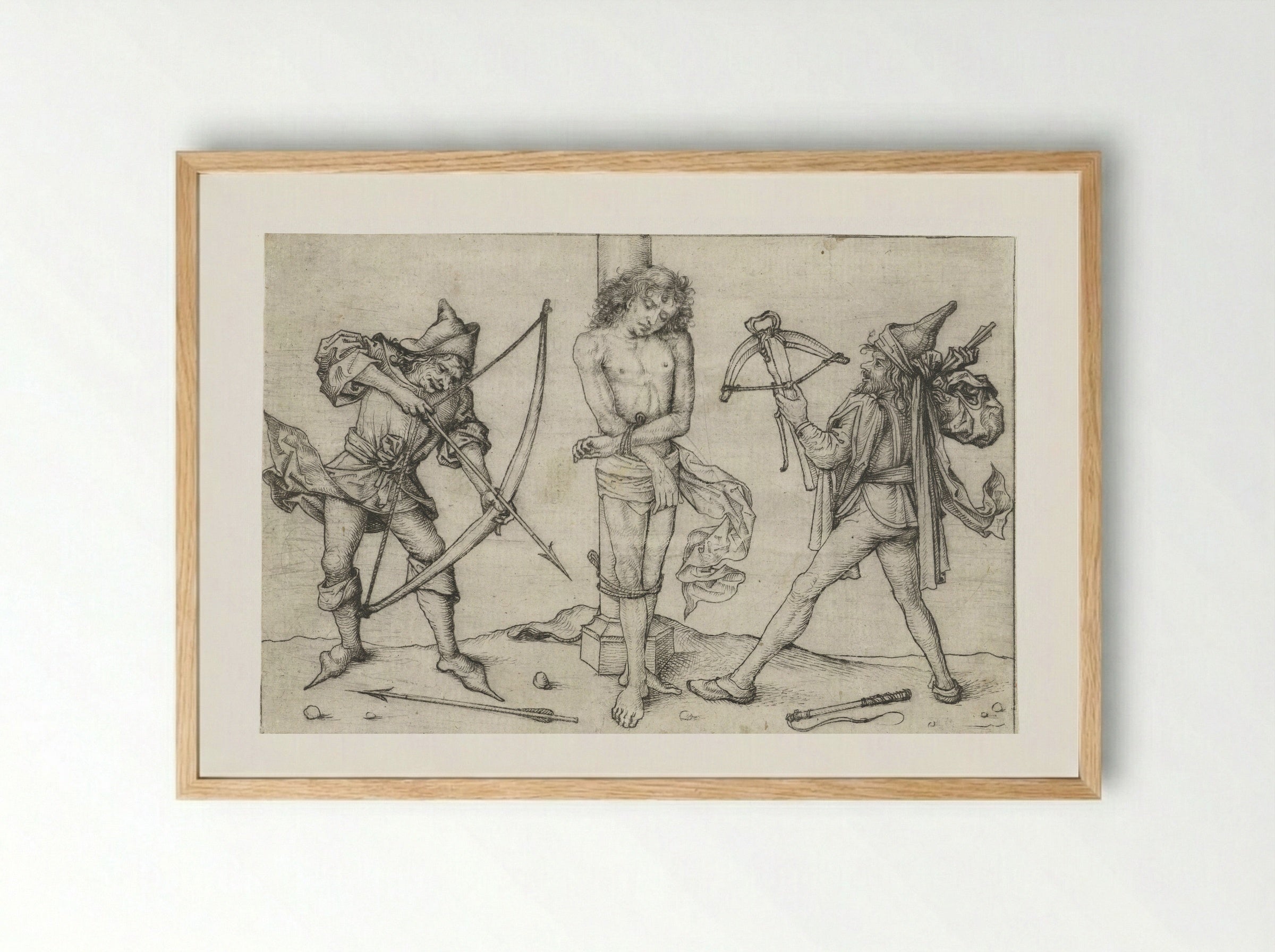 Saint Sebastian with Archers - Master of the Amsterdam Cabinet - Framed Print Wood