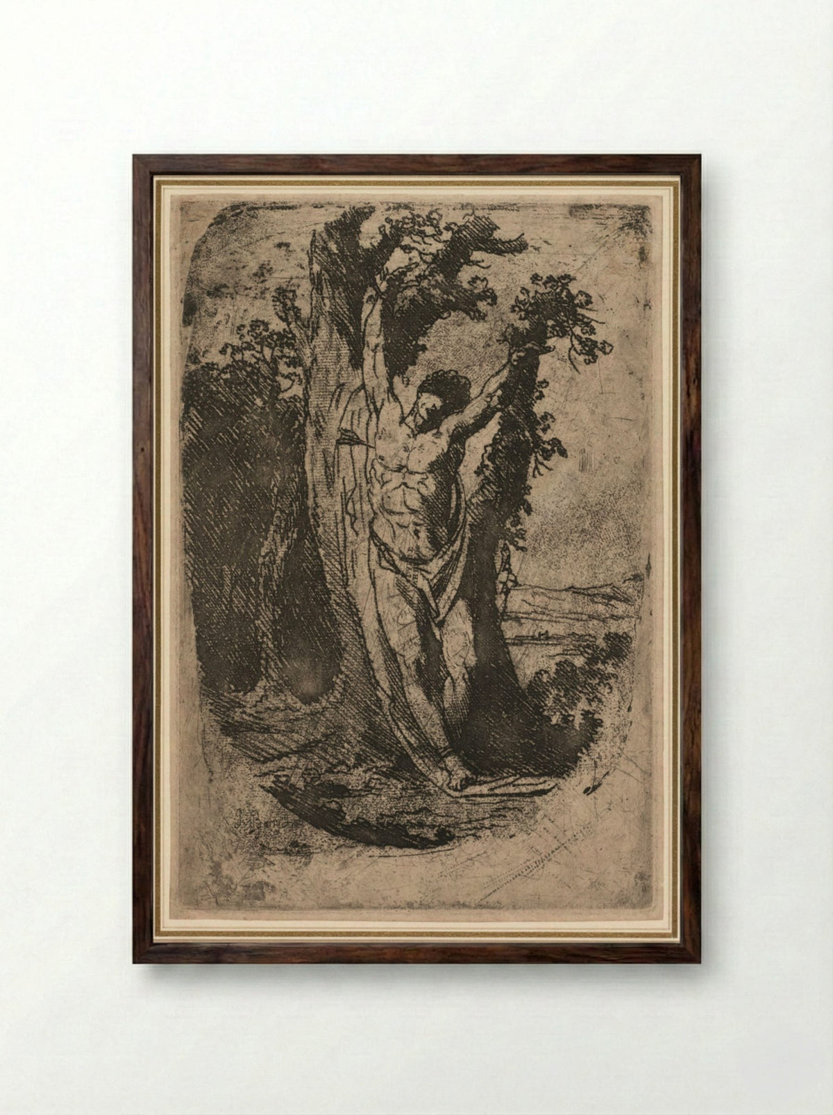 Saint Sebastian - James Barry - Framed Print Dark Wood