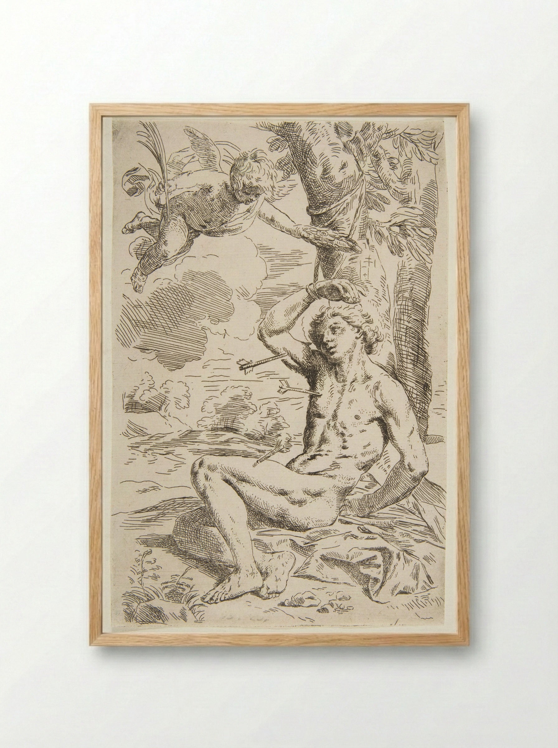 Saint Sebastian - Simone Cantarini - Framed Print Wood