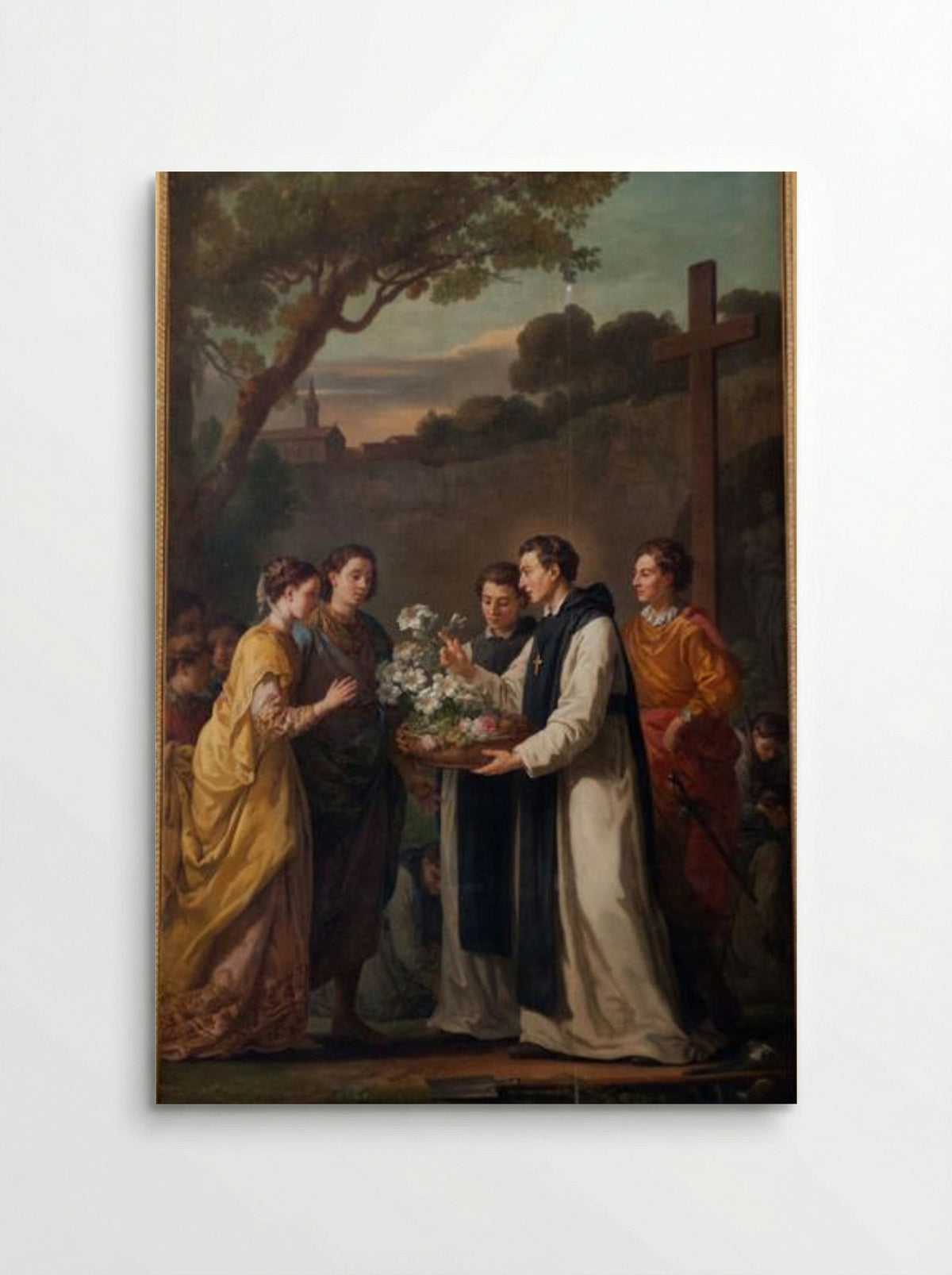 Saint Theobald offering an eleven branched lilium to Saint Louis and Marguerite of Provence - Joseph-Marie Vien - Poster