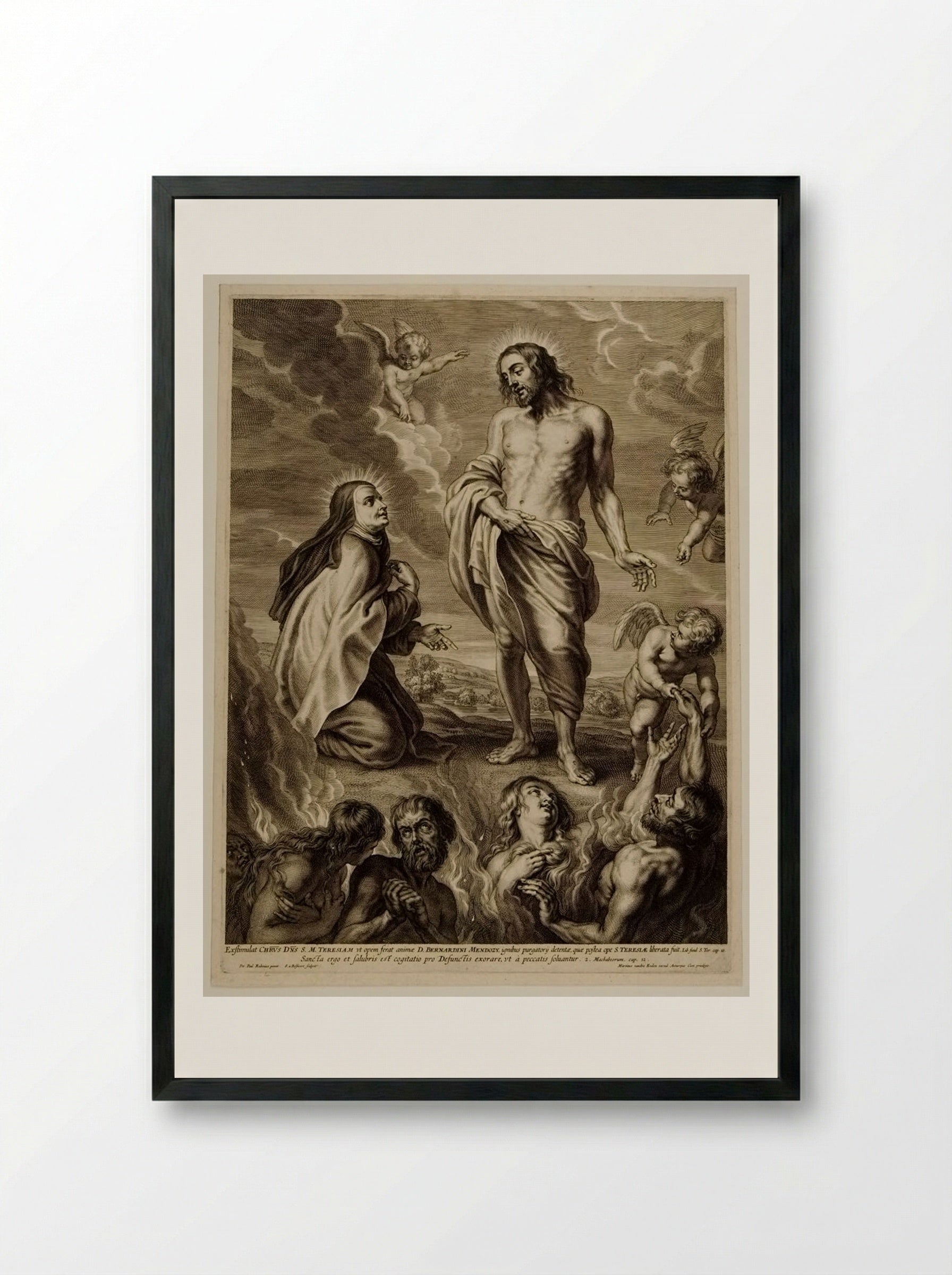 Saint Theresa Interceding for the Souls in Purgatory - Schelte Adamsz. Bolswert - Framed Print Black