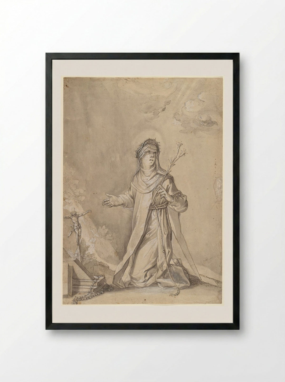 Saint Theresa - Claude Mellan - Framed Print Black