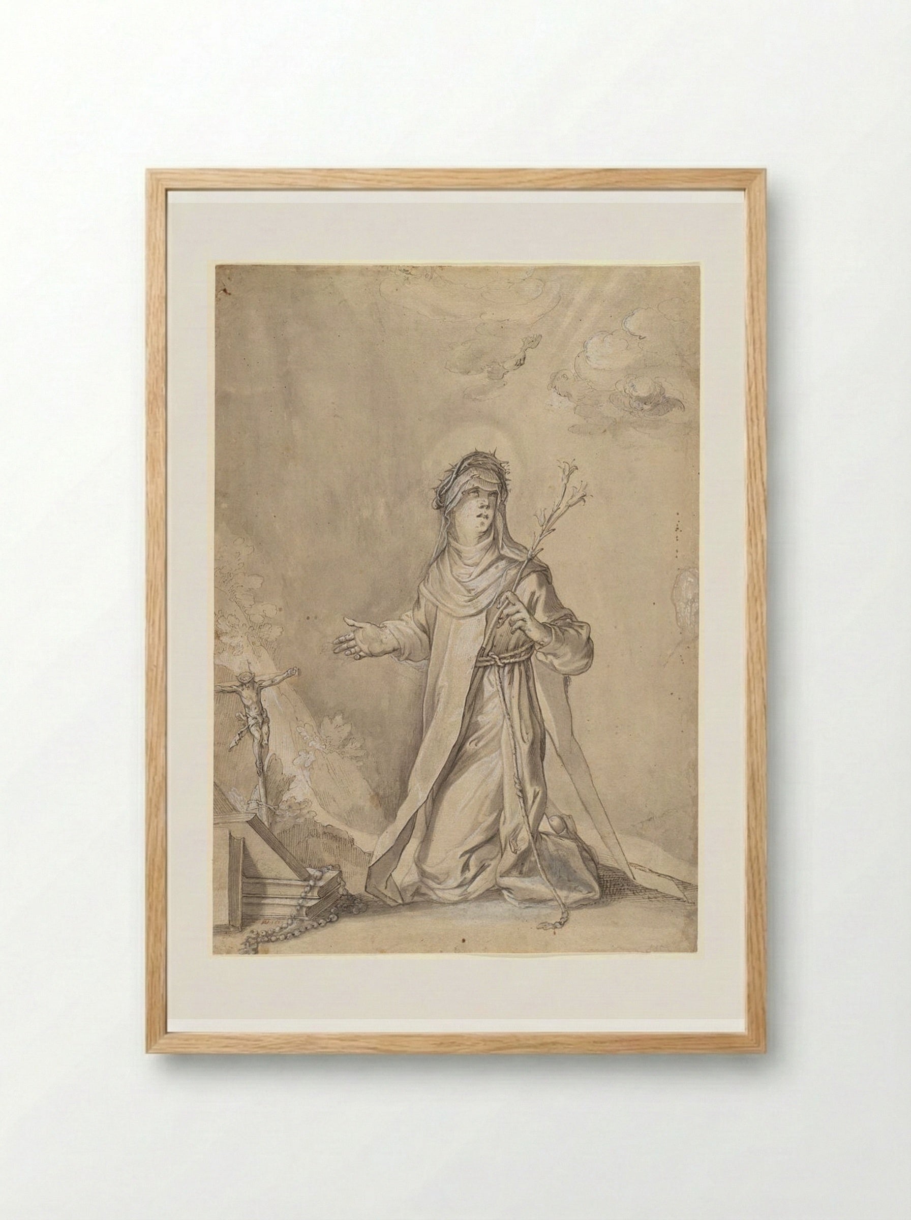 Saint Theresa - Claude Mellan - Framed Print Wood