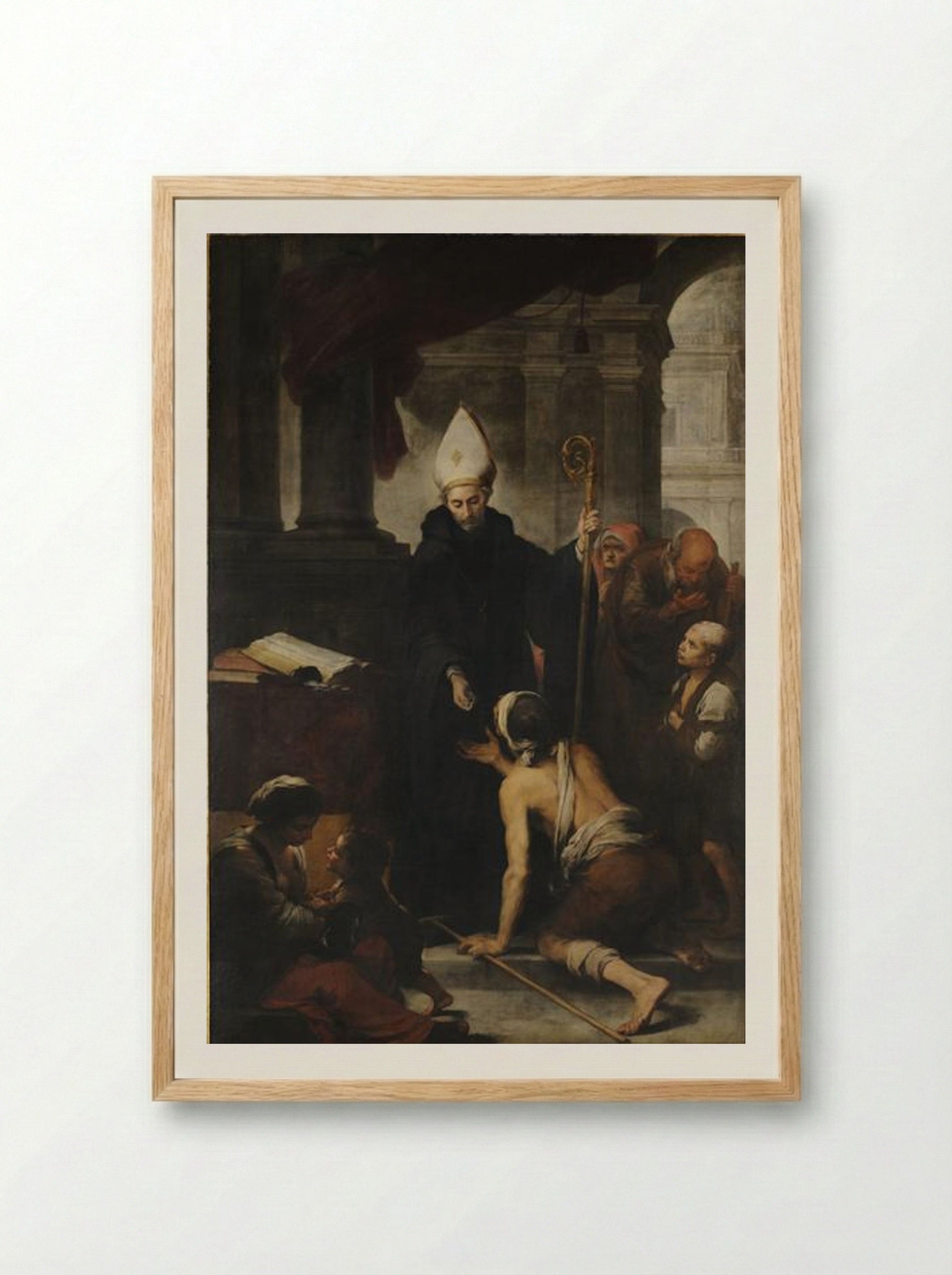 Saint Thomas of Villanova Giving Alms - Bartolomé Esteban Murillo - Framed Print Wood