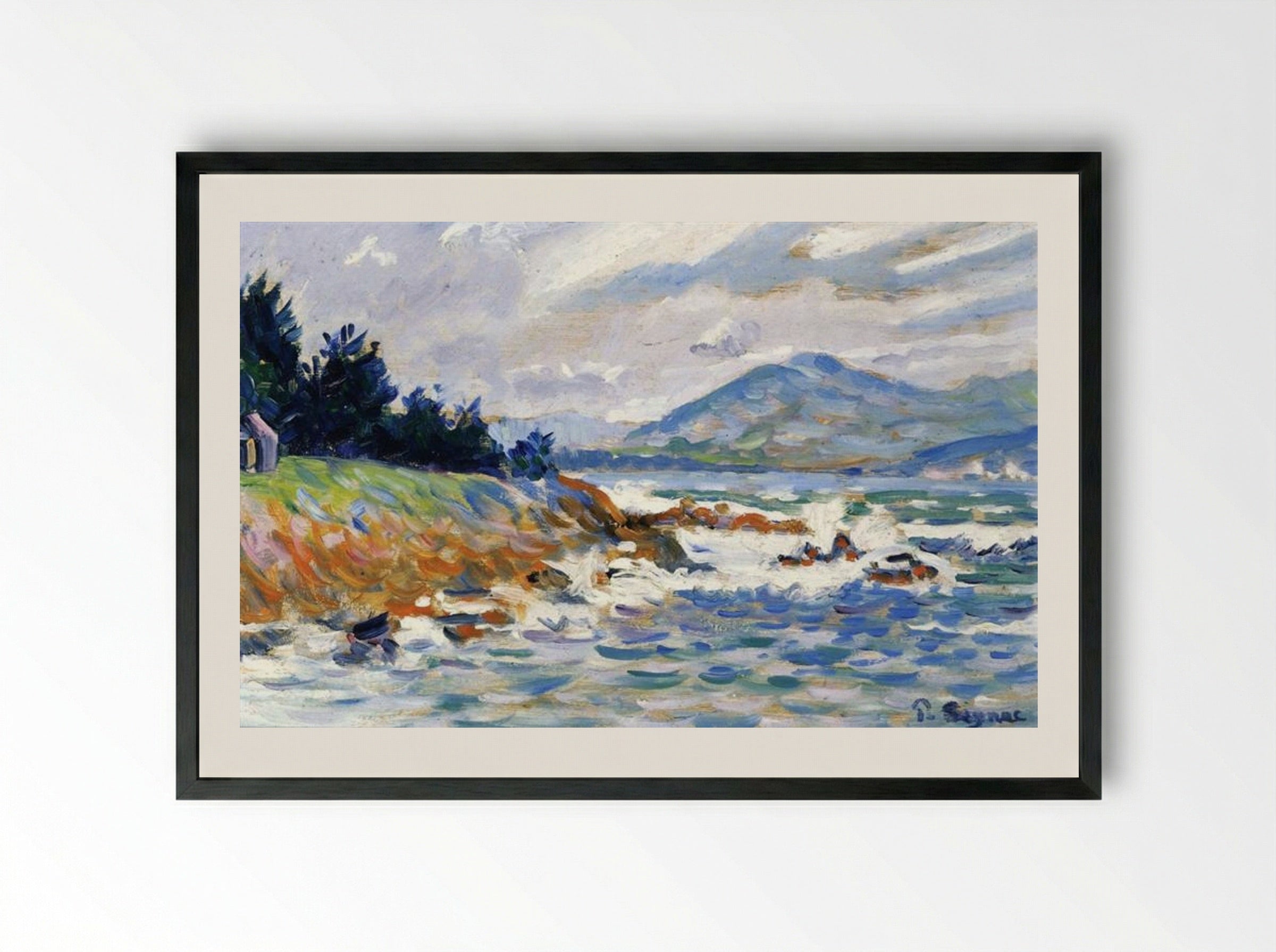 Saint-Tropez, Gale from the East - Paul Signac - Framed Print Black