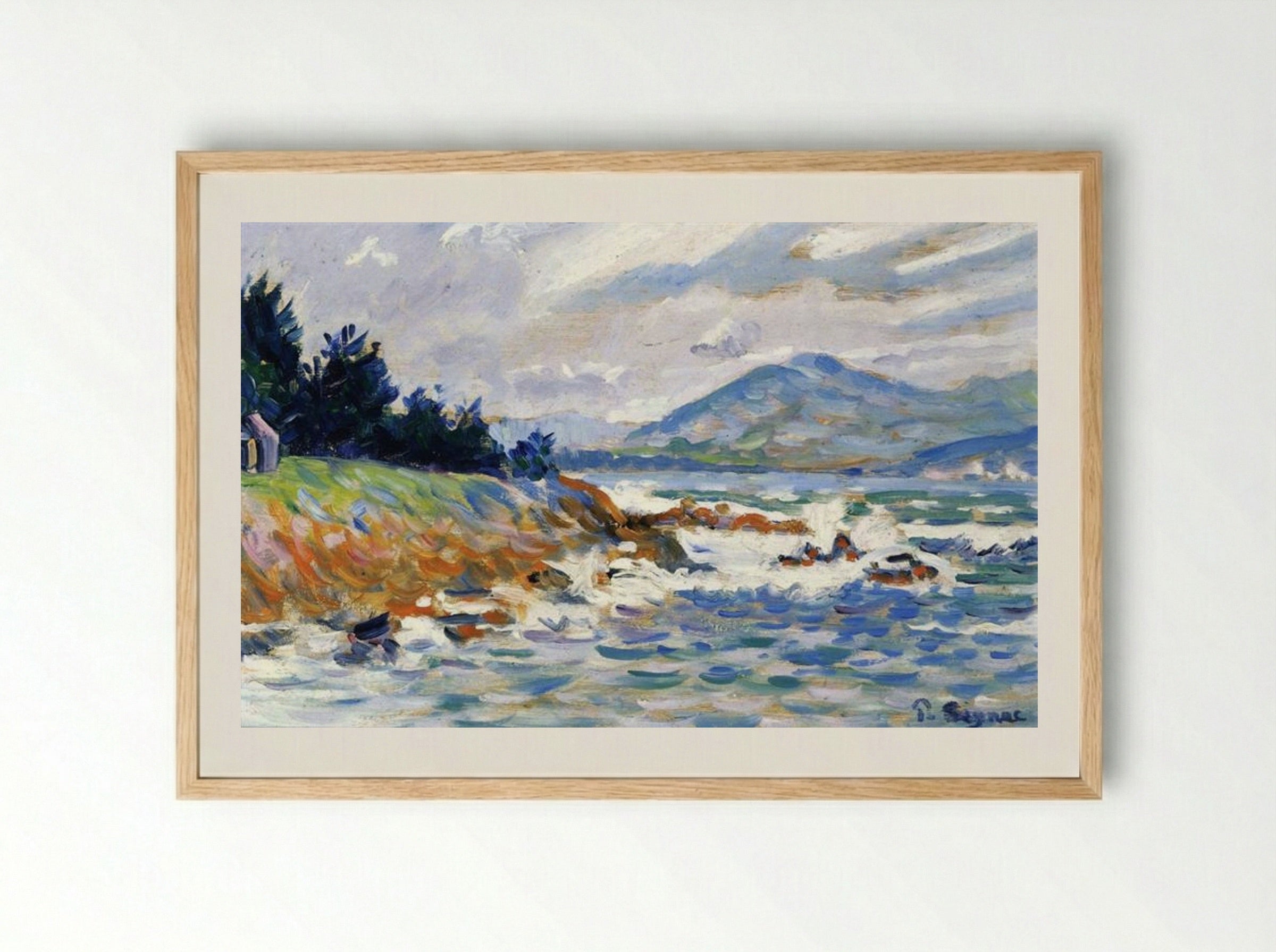 Saint-Tropez, Gale from the East - Paul Signac - Framed Print Wood