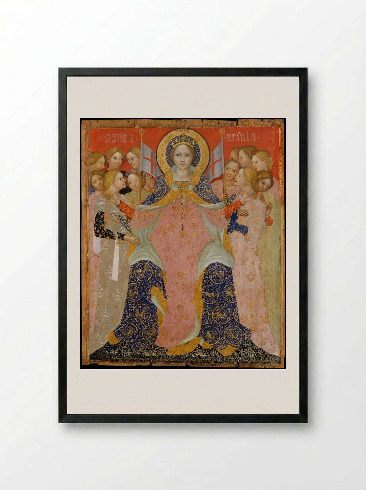 Saint Ursula and Her Maidens - Niccolò di Pietro - Framed Print Black