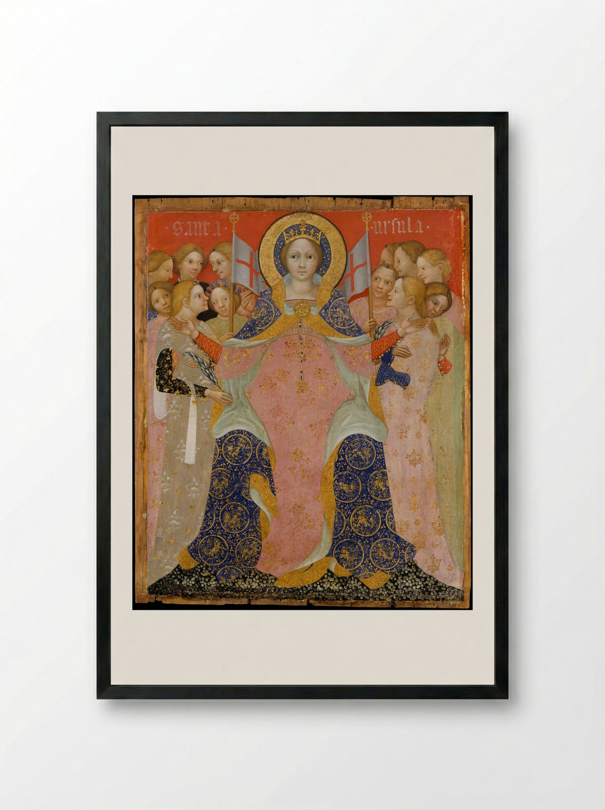 Saint Ursula and Her Maidens - Niccolò di Pietro - Framed Print Black