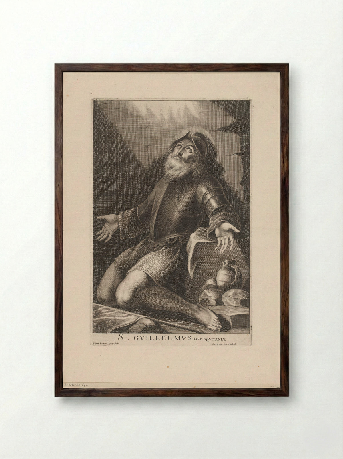 Saint William of Aquitaine - Jean Couvay - Framed Print Dark Wood