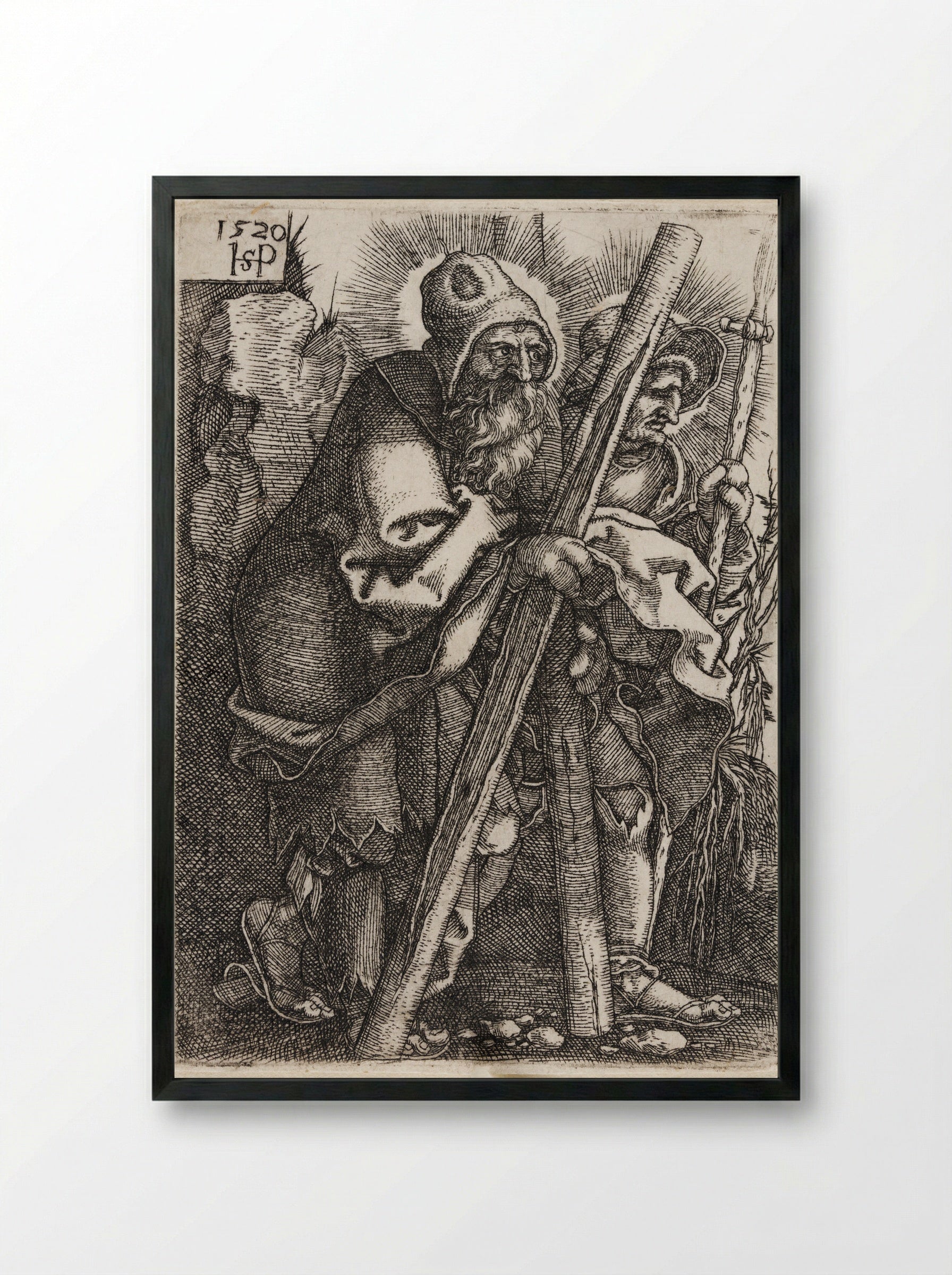 Saints Andrew and Thomas - Sebald Beham - Framed Print Black