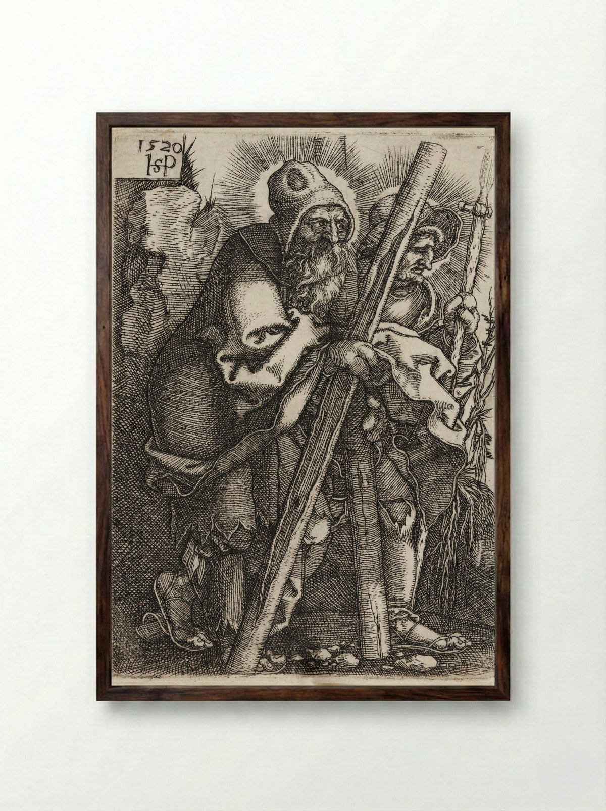 Saints Andrew and Thomas - Sebald Beham - Framed Print Dark Wood