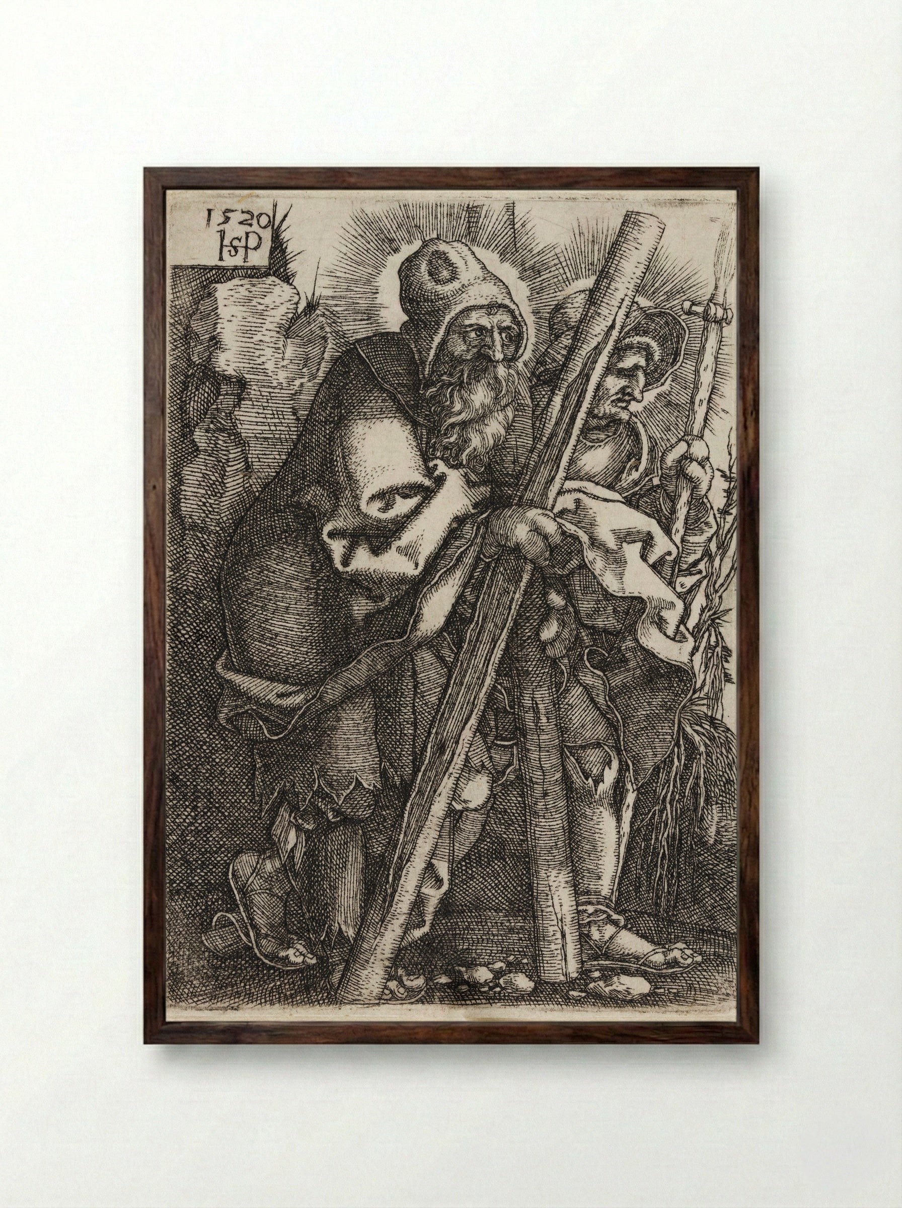 Saints Andrew and Thomas - Sebald Beham - Framed Print Dark Wood
