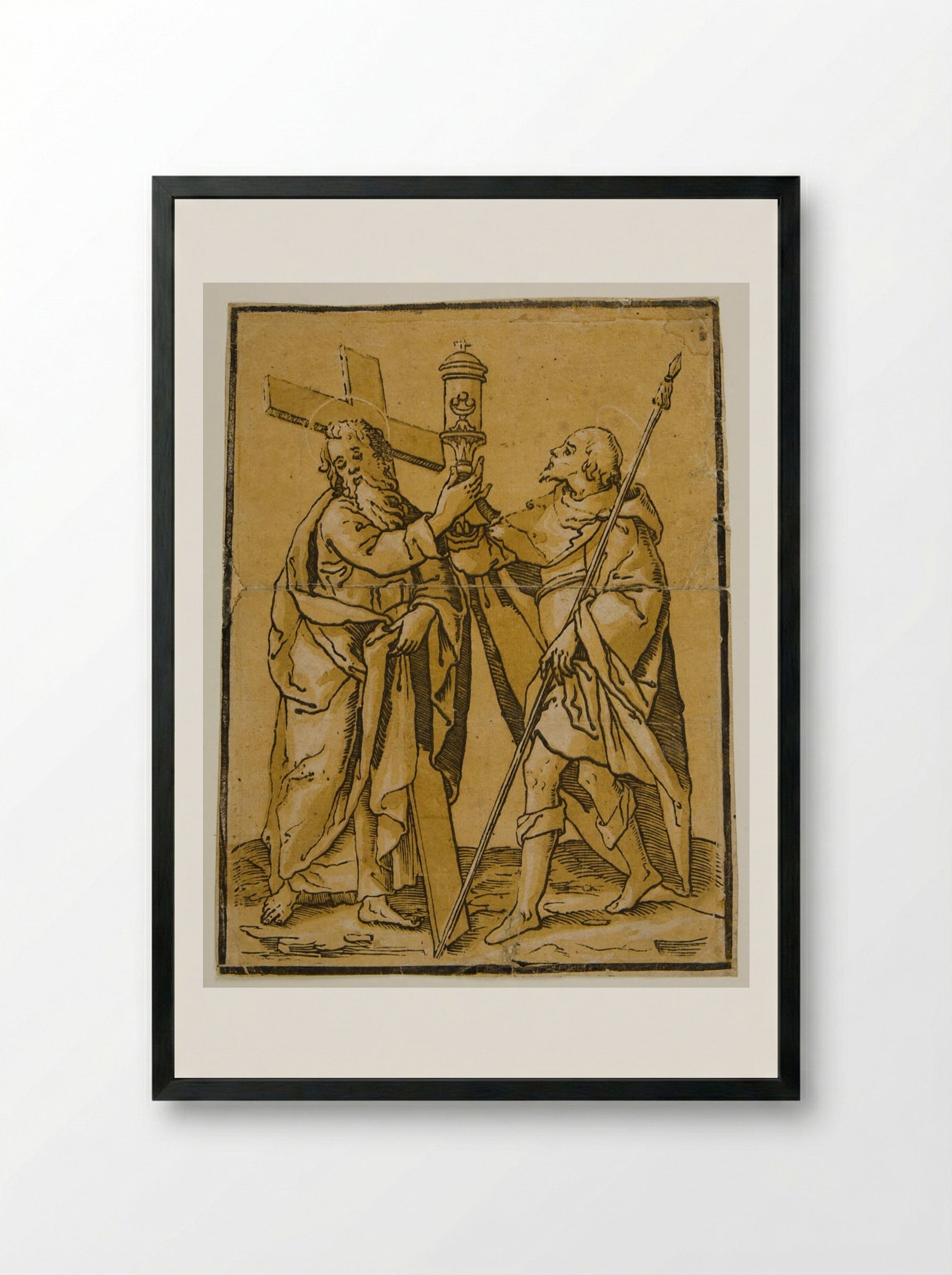 Saints Longinus and Andrew - Andrea Andreani - Framed Print Black