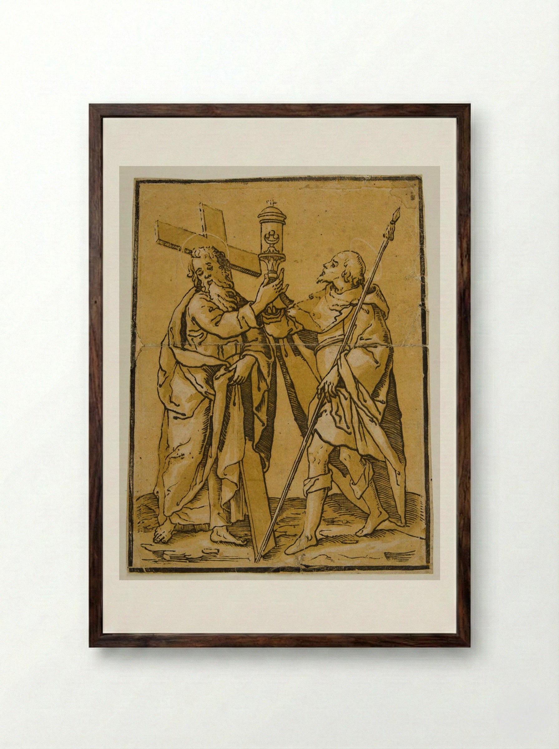 Saints Longinus and Andrew - Andrea Andreani - Framed Print Dark Wood