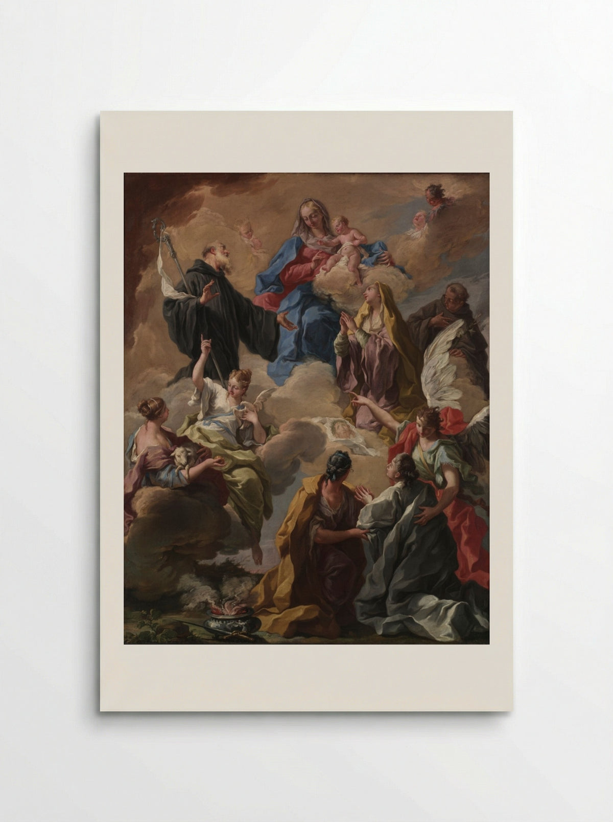 Saints Presenting a Devout Woman to the Virgin and Child - Giovanni Battista Pittoni - Poster