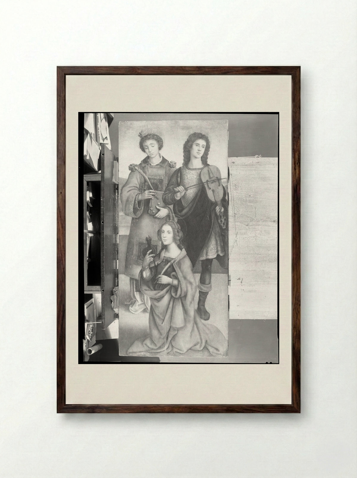 Saints Stephen, Genesio and Apollonia - Raffaellino del Garbo - Framed Print Dark Wood