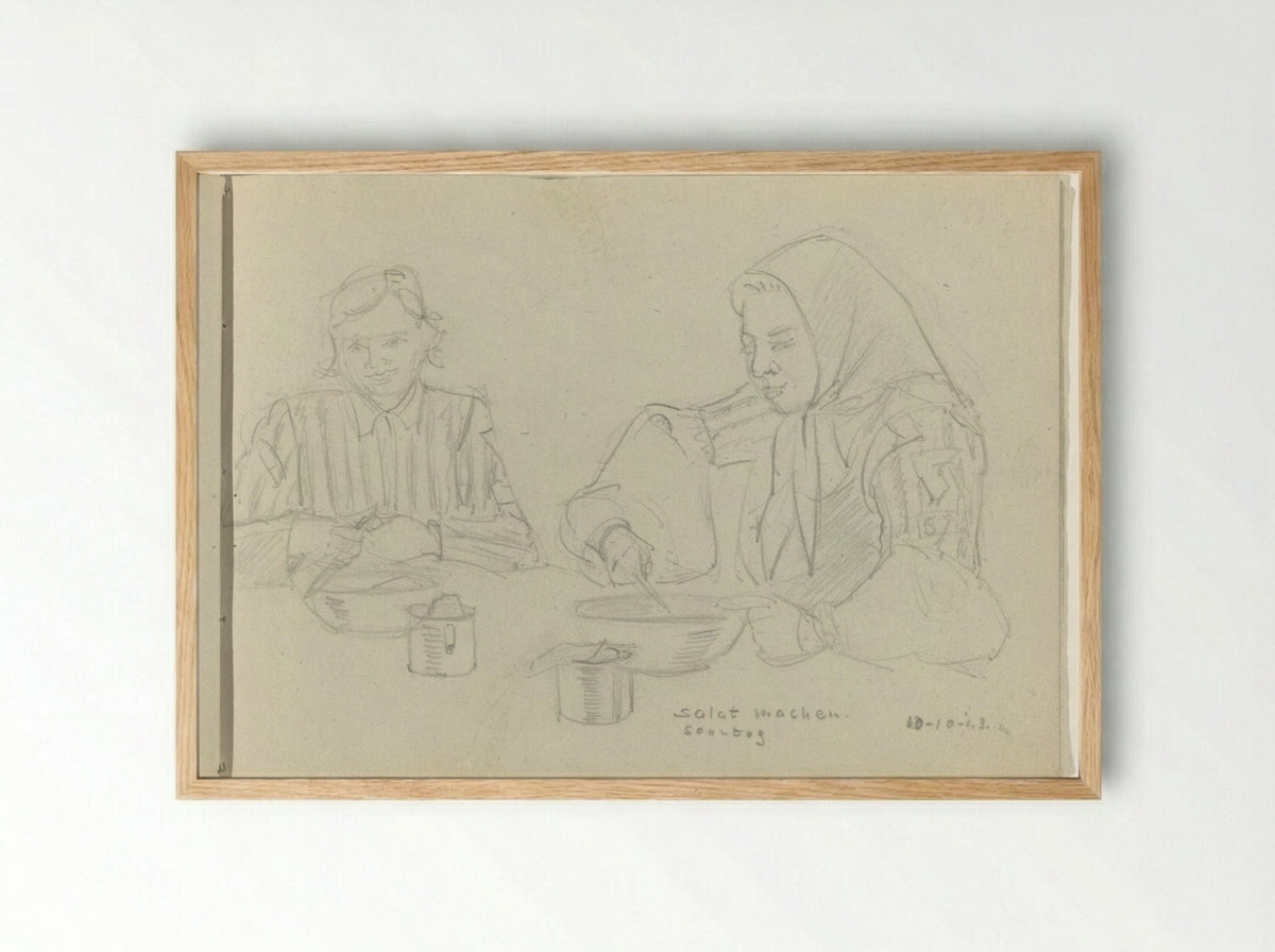 Salade maken (Making Salad) - To Frank-Stoltz - Framed Print Wood