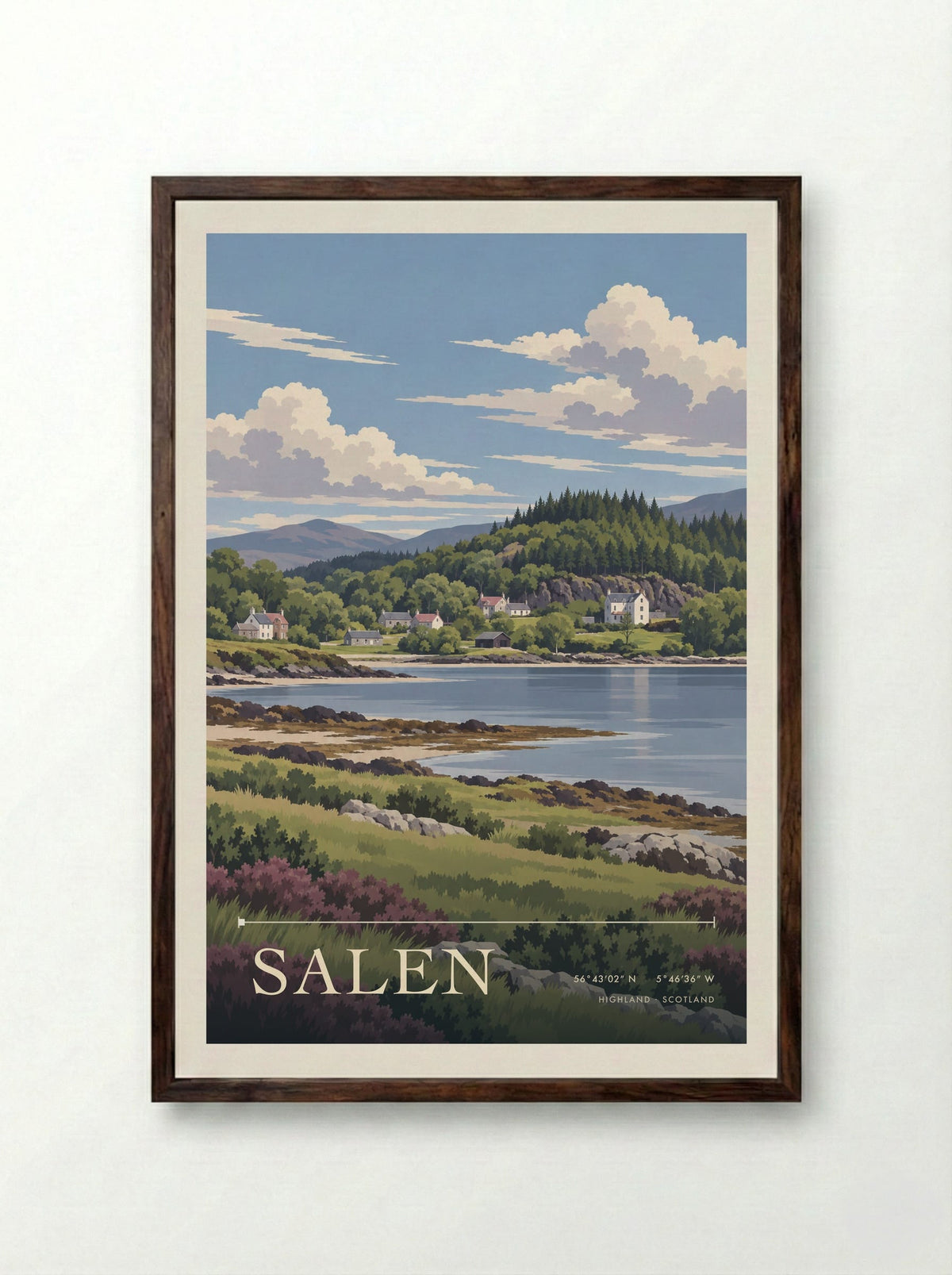 Salen, Highland | Travel Poster - Framed Print Dark Wood