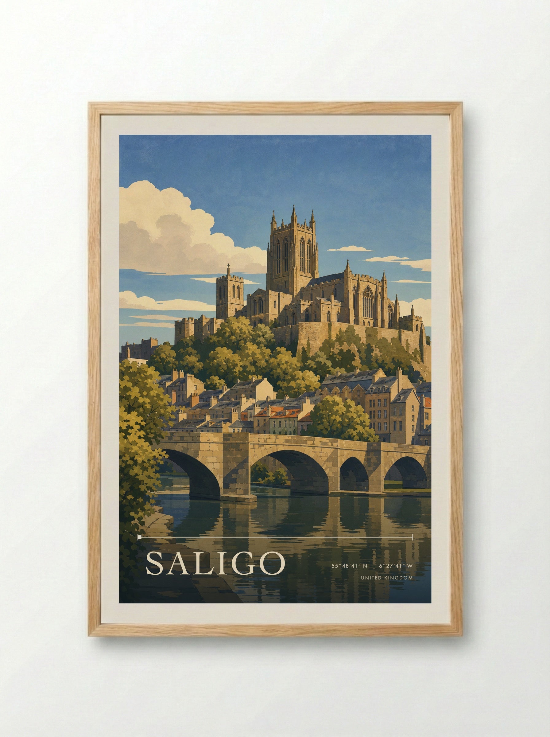 Saligo United Kingdom Travel Poster - Framed Print Wood