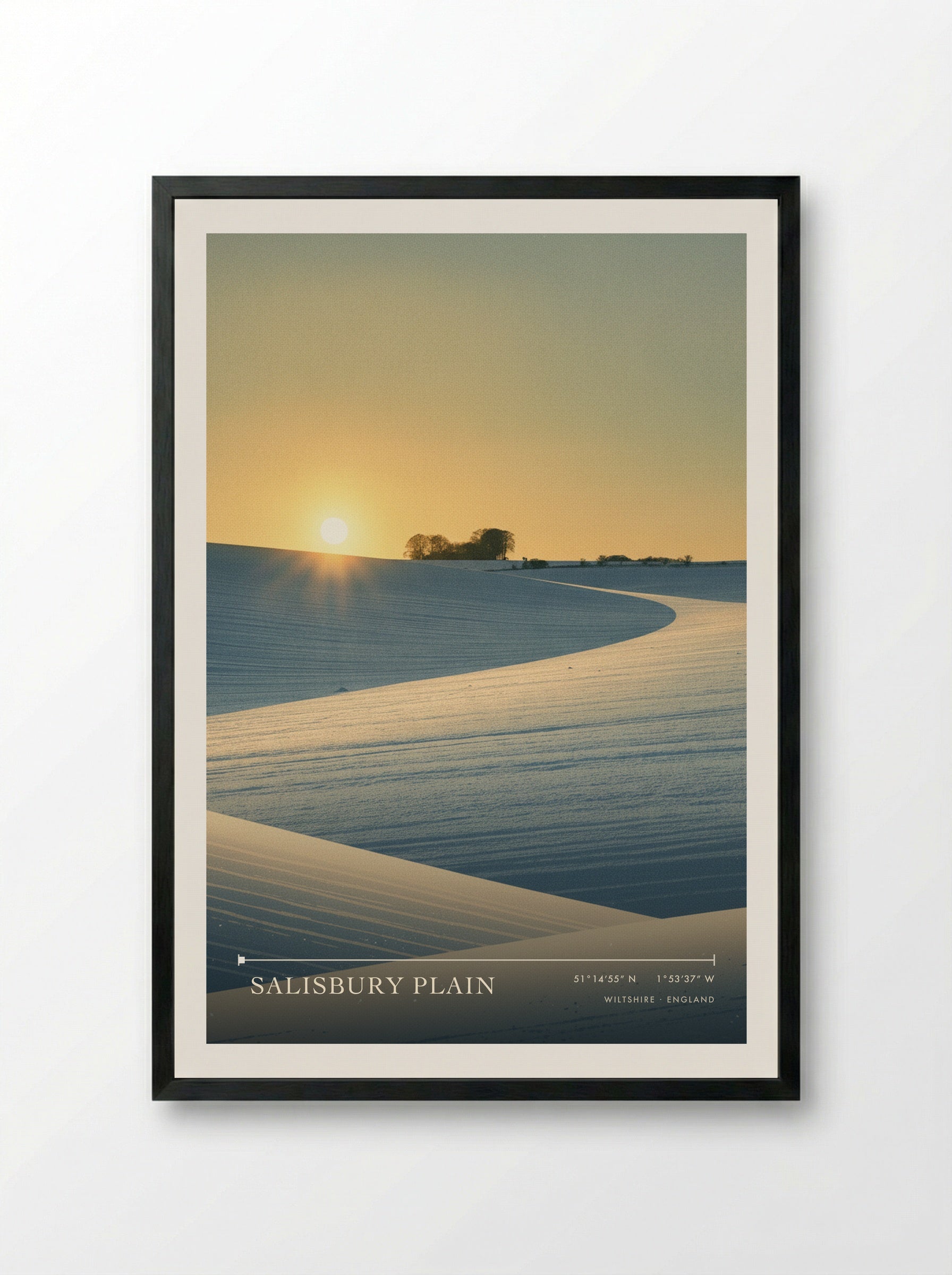 Salisbury Plain Wiltshire England Travel Poster - Framed Print Black
