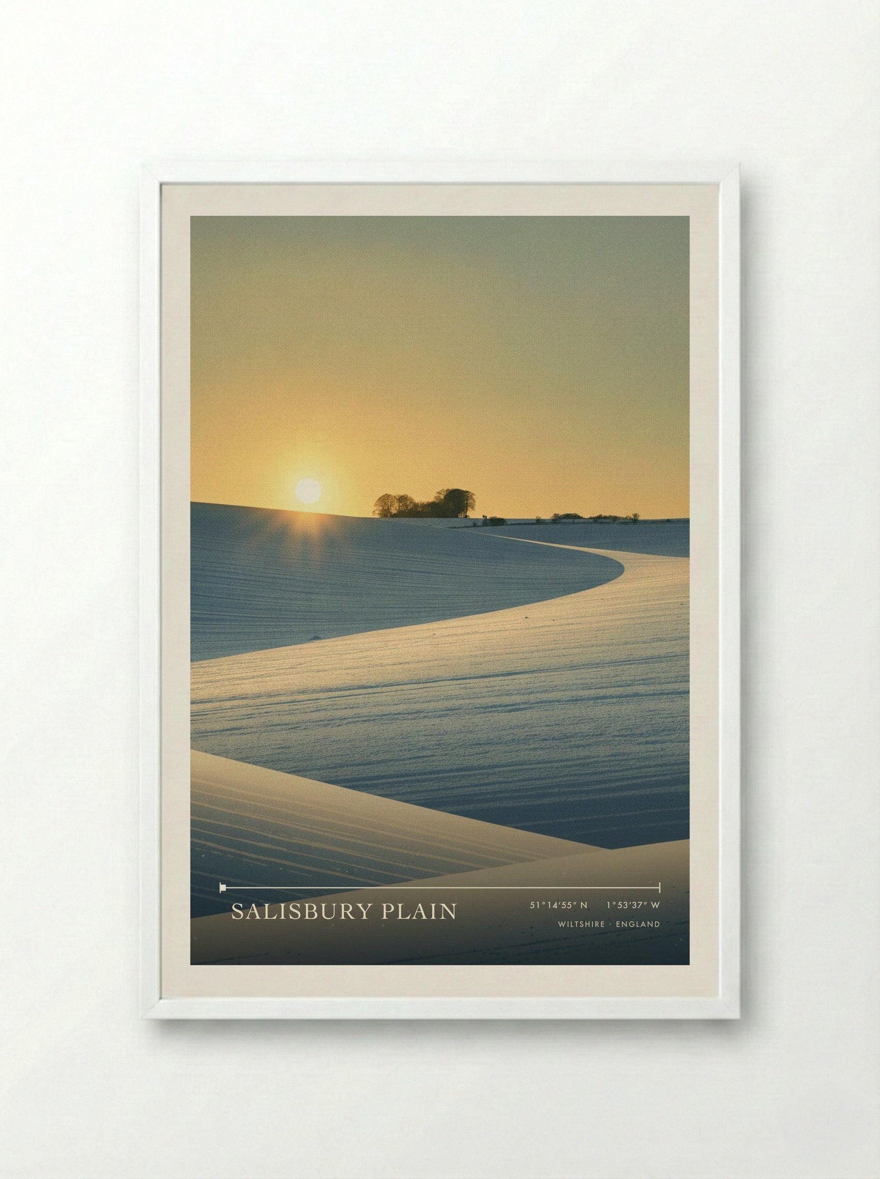 Salisbury Plain Wiltshire England Travel Poster - Framed Print White