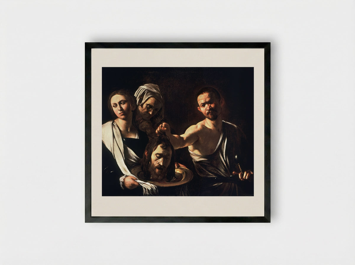 Salome with the Head of John the Baptist - Caravaggio - Framed Print Black