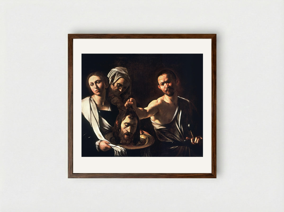 Salome with the Head of John the Baptist - Caravaggio - Framed Print Dark Wood