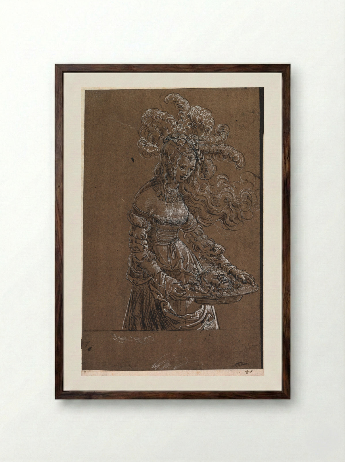 Salome with the Head of St. John the Baptist - Albrecht Altdorfer - Framed Print Dark Wood