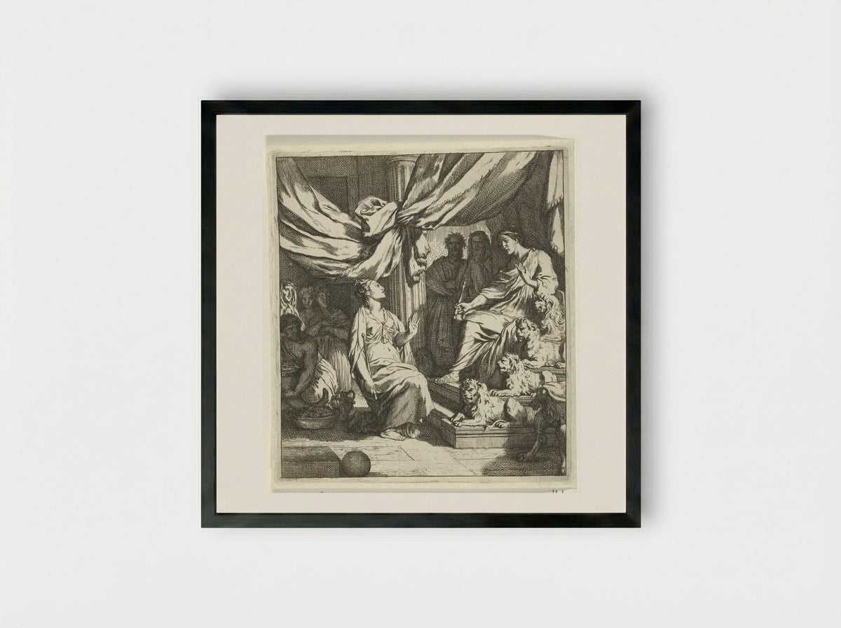 Salomon ontvangt de koningin van Sheba - Gerard de Lairesse - Framed Print Black