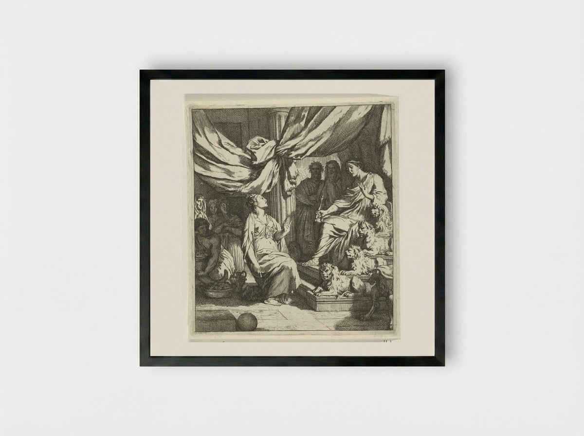 Salomon ontvangt de koningin van Sheba - Gerard de Lairesse - Framed Print Black
